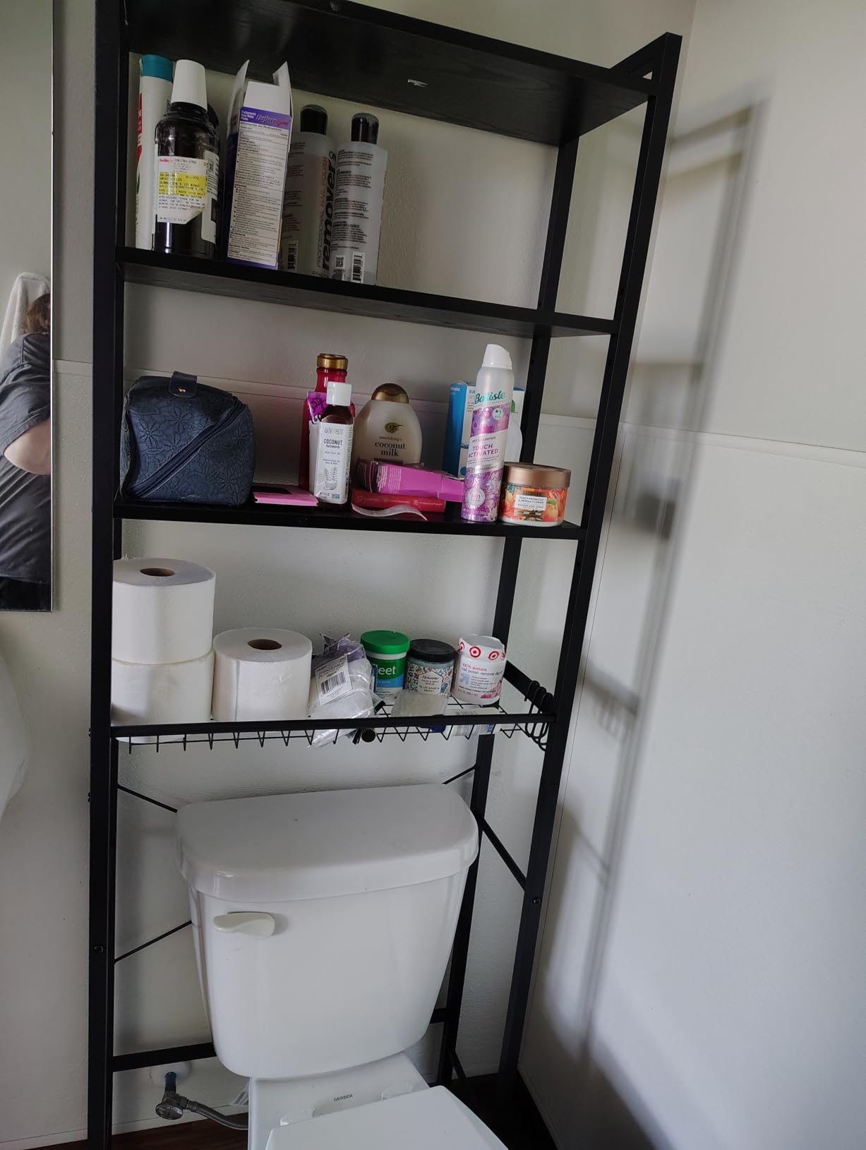 VASAGLE 4-Tier Over the Toilet Storage, Adjustable Shelves, Basket, 68.1''H customer photo 2
