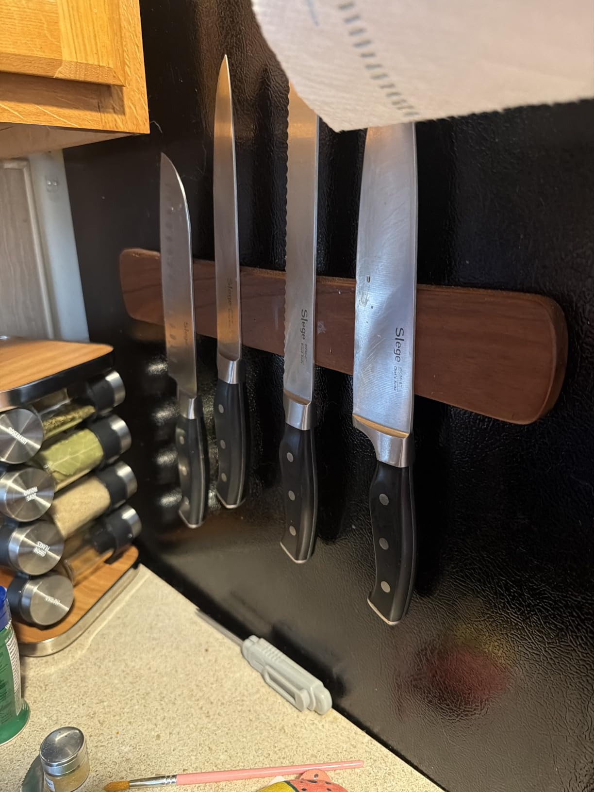 Magnetic Knife Holder, 16 Inch Acacia Wood Knife Strip for Wall or Fridge customer photo 1