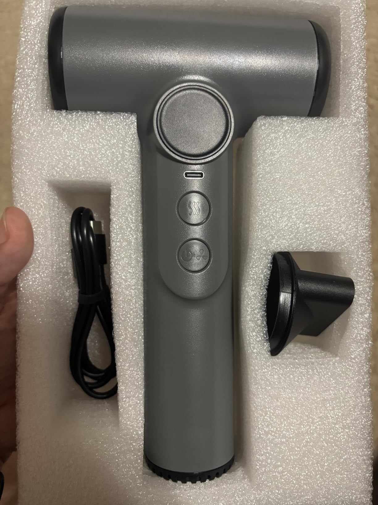 fosa Cordless Hair Dryer, USB Rechargeable Hair Dryer, Battery Powered, 200W 15600mAh Portable Blow with USB Type C Charging, for Travel Camping Dorms customer photo 1