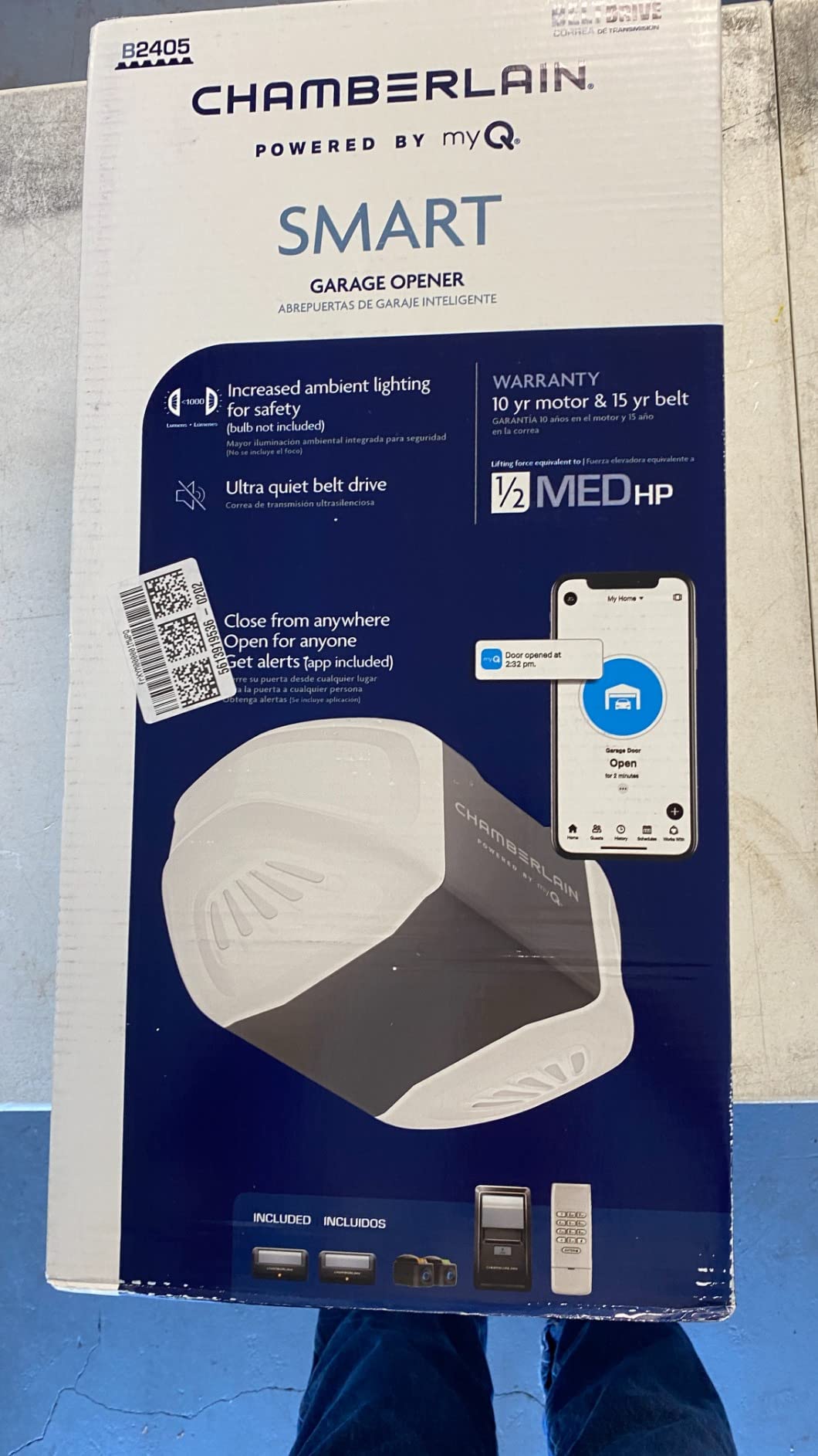 Chamberlain Belt Drive myQ Garage Door Opener, 3/4HP w/Fixed Camera customer photo 1