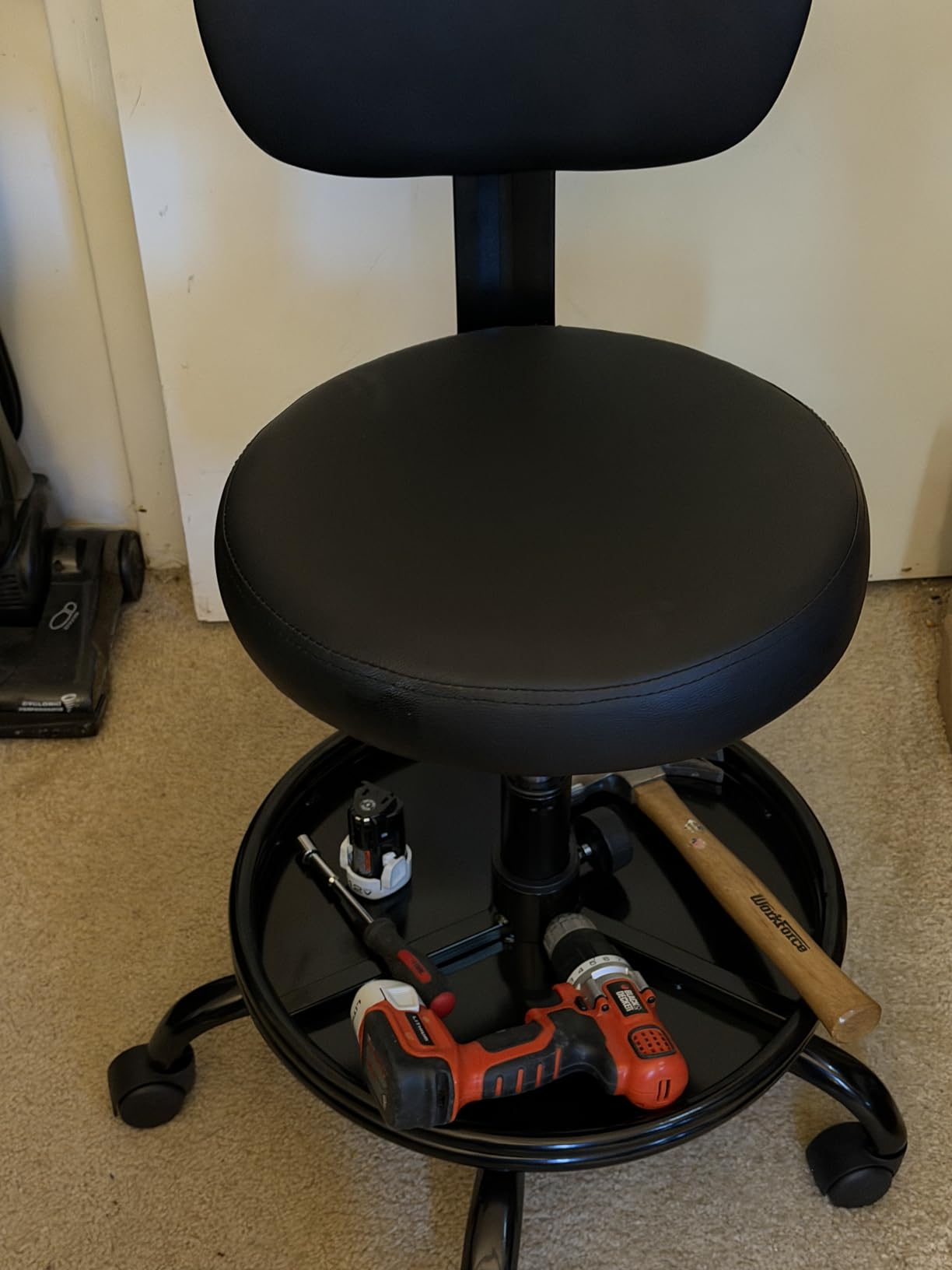 BestGlory Shop Stool with Wheels for Garage, Mechanics Rolling Chair with Backrest, Adjustable Height Heavy Duty Garage Stool with Footrest and Storage Tray, Swivel Task Chair for Workshop Salon customer photo 2