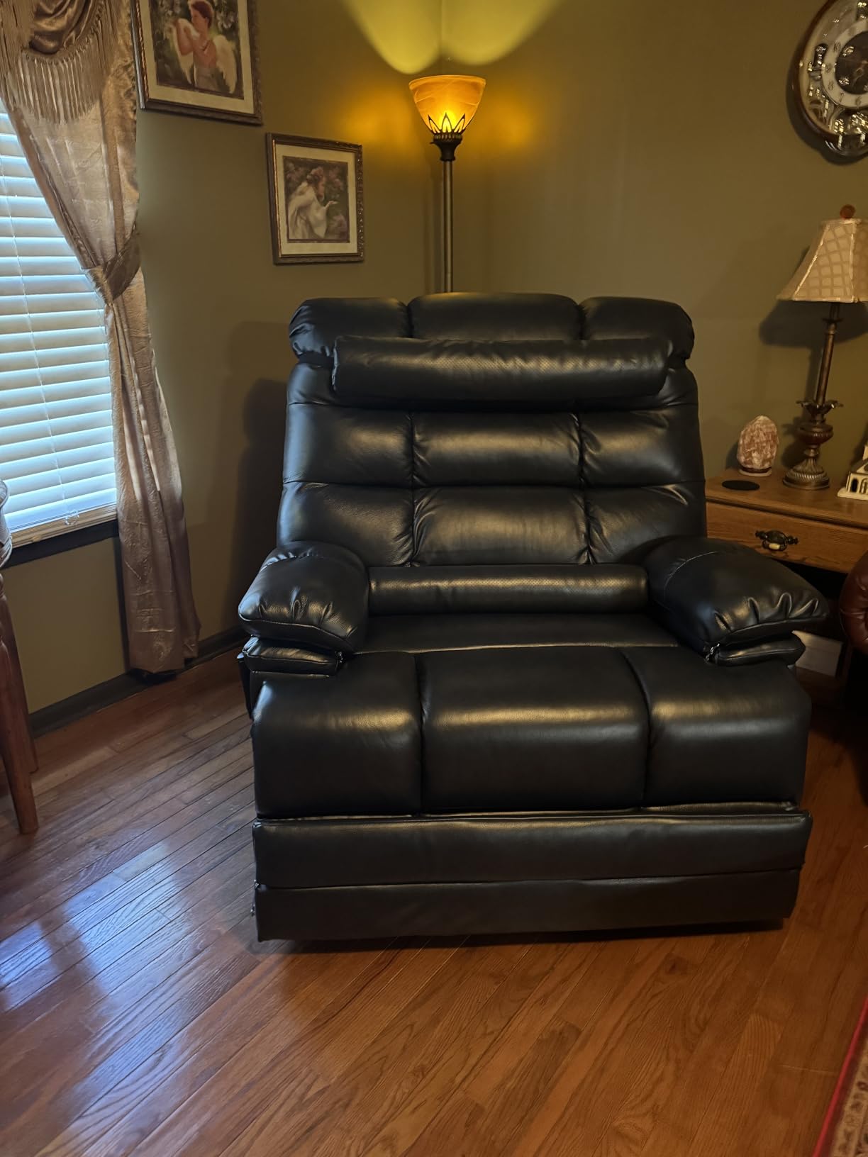 DYNOX 9505L Big & Tall Power Lift Recliner, Extended Footrest, Brown | 3-Motor, 170° Deep Recline, Extended Footrest, Heat & Massage, 500 lbs, Faux Leather customer photo 1