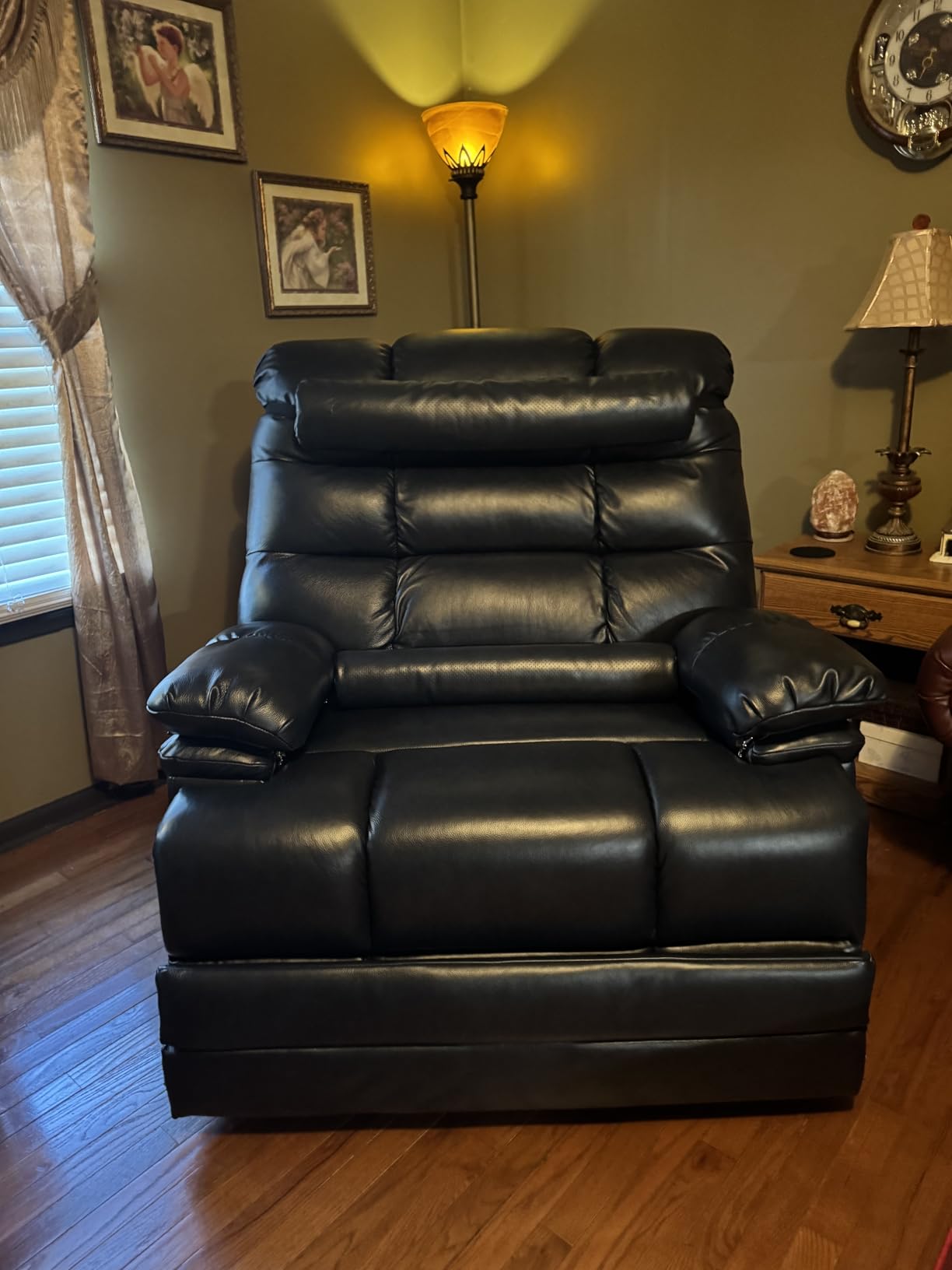 DYNOX 9505L Big & Tall Power Lift Recliner, Extended Footrest, Brown | 3-Motor, 170° Deep Recline, Extended Footrest, Heat & Massage, 500 lbs, Faux Leather customer photo 2