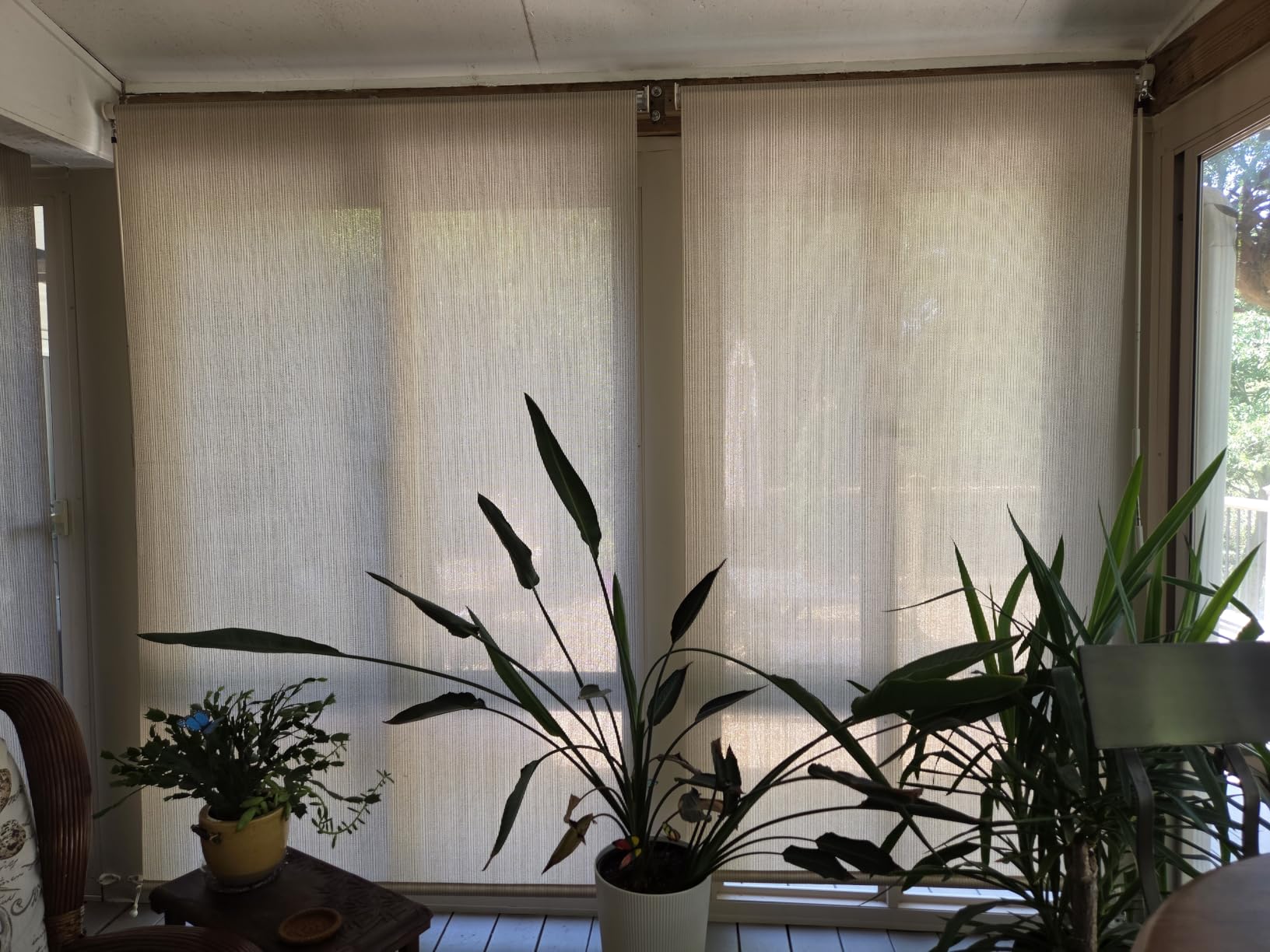 AOSKY Outdoor Roller Shades, Cordless Patio Shades Roll Up Outdoor Blinds customer photo 2