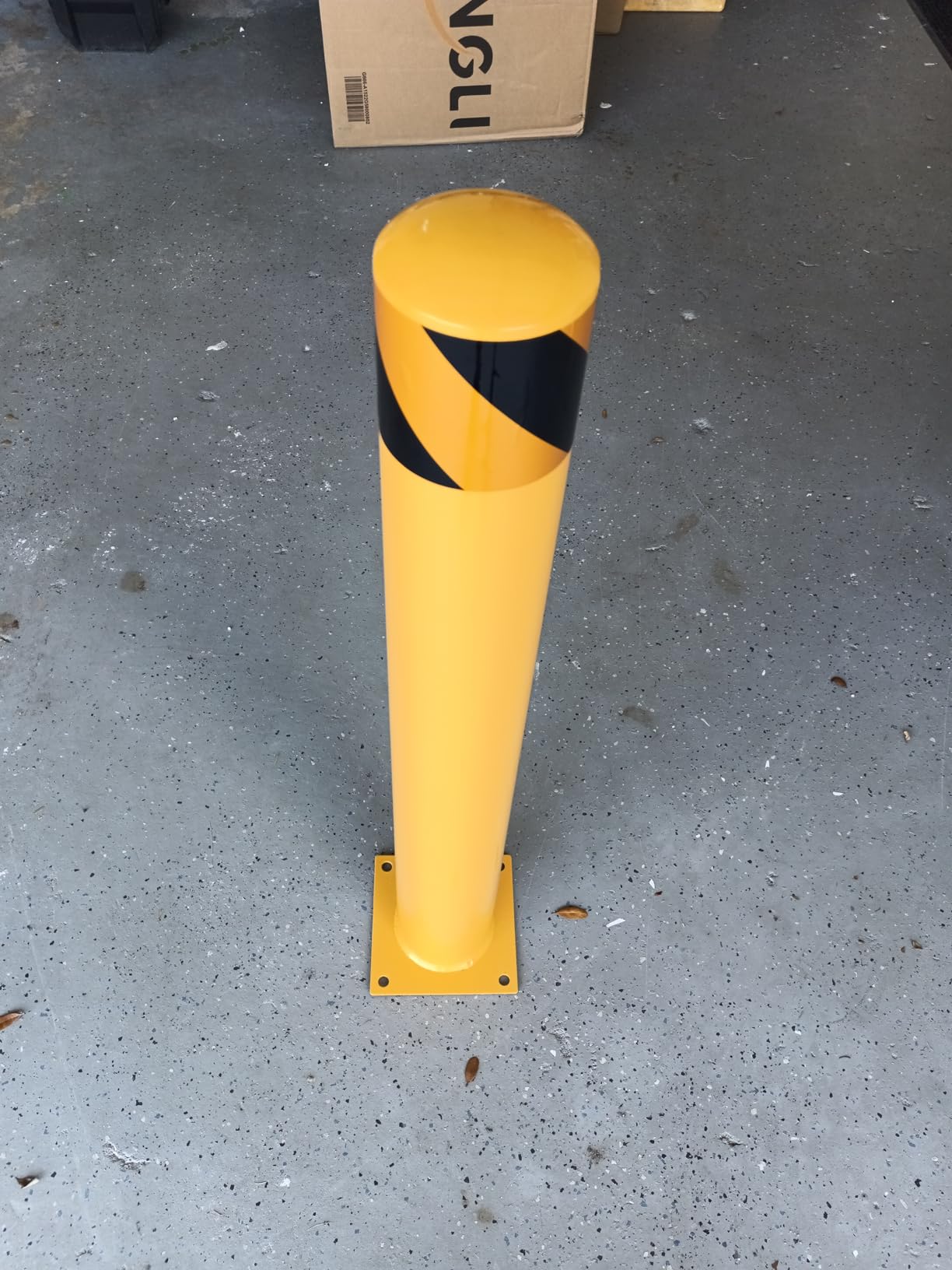 4-Pack 42 Inch Steel Safety Bollard Post, 4.5 Inch Diameter Metal Safety Bollard with 16 Anchor Bolts for Driveway Barrier, Parking Pole, Traffic Control customer photo 2