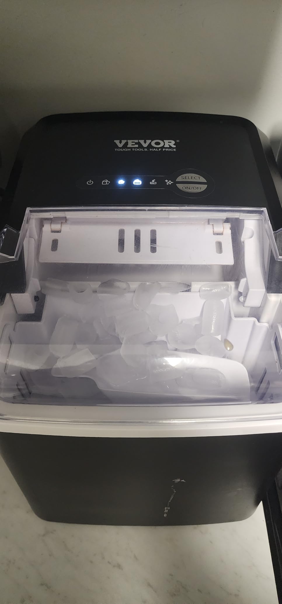 VEVOR Countertop Ice Maker, 44 lbs per Day, Self-Cleaning Portable Machine with Scoop, Nugget Ice Machine with Chewable ICES for Home, Kitchen, Office, Bar & Party, Drawer-Style Ice Access, Black customer photo 1