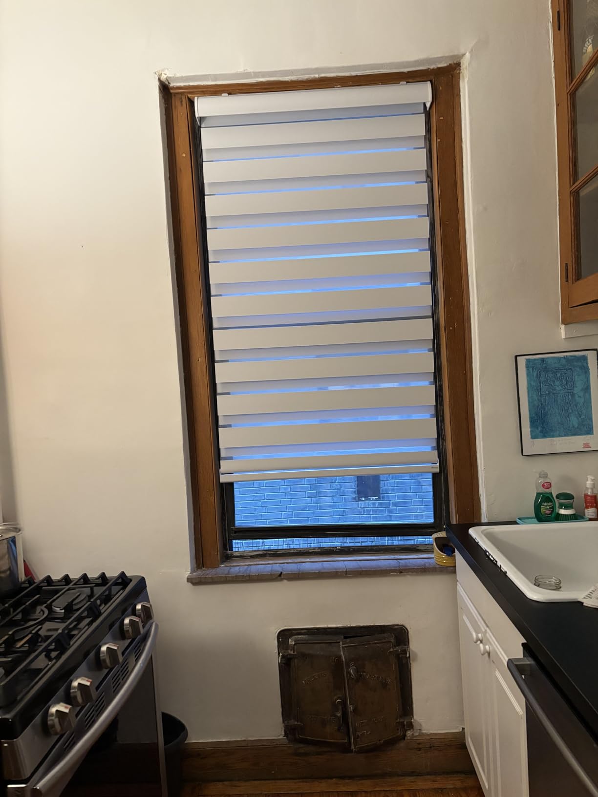 Changshade Smart Zebra Blinds Motorized Shades Remote Control for Indoor Windows, Custom Size Electric Solar Panel Power Automatic Work with Alexa, Google Home, Apple Homekit, Light Filtering Grey customer photo 1