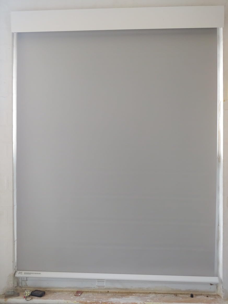 Smart Motorized Blackout Roller Blinds with Remote & Solar Panel, Cordless Electric Shades, USB-C Rechargeable, Compatible with Alexa via Hub, White, 30” W x 72” H customer photo 1