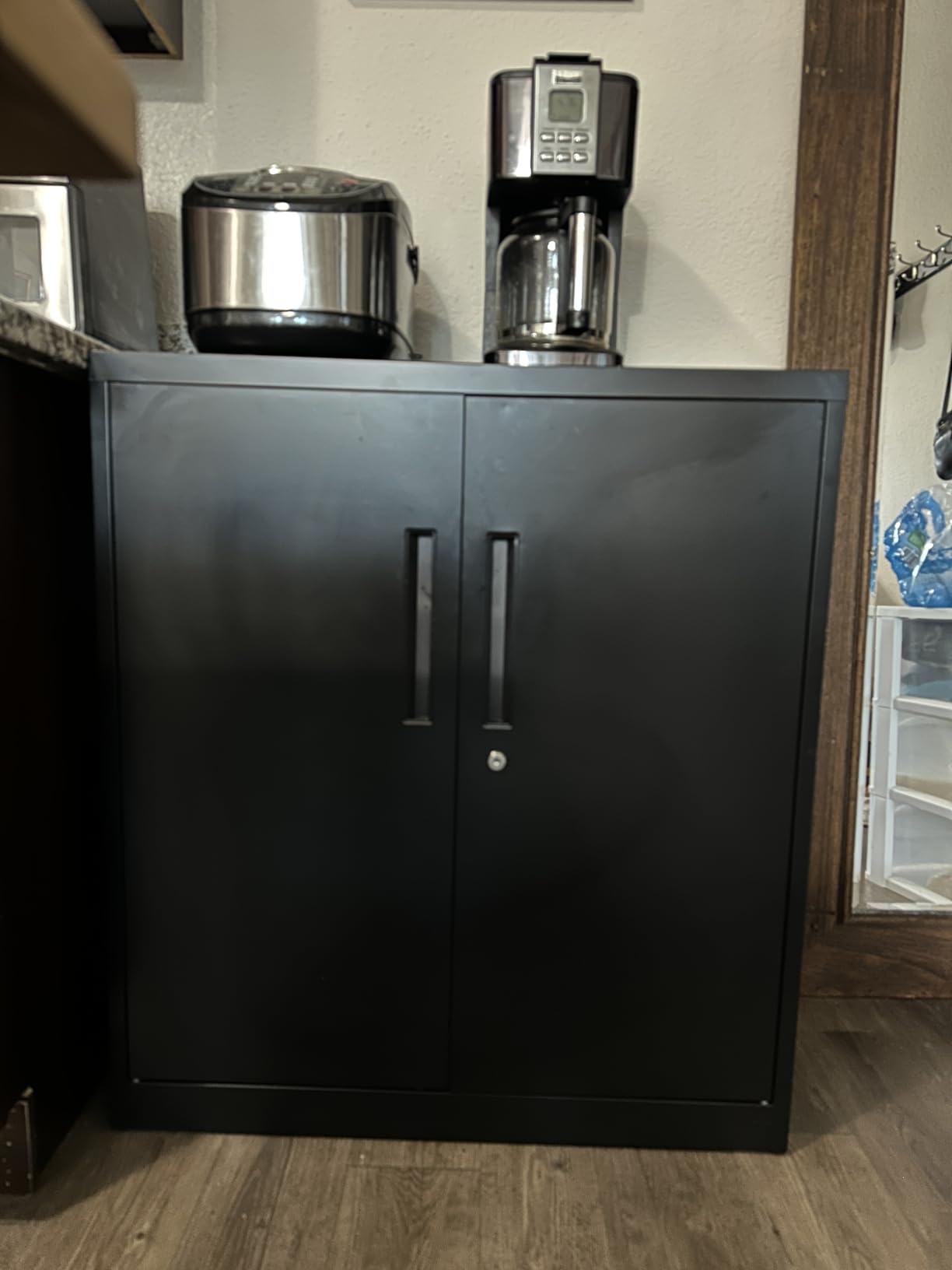 INTERGRAET Metal Storage Cabinet with Adjustable Shelves, Garage Storage Cabinets with Doors and Shelves, File Cabinets for Home Office, Kitchen Pantry Cabinet, 72''H, Black Red customer photo 1