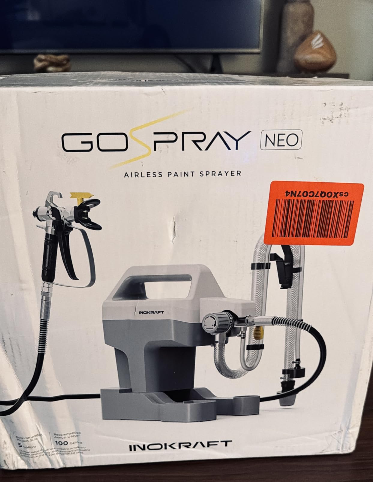 InoKraft NEO Airless Paint Sprayer Kit, 3000 PSI 0.26 GPM, Lightweight | Thinning-free, for Latex Paint & Stain, DIY Beginner House Painting for Interior Walls, Cabinets, 10-Min Cleanup customer photo 1