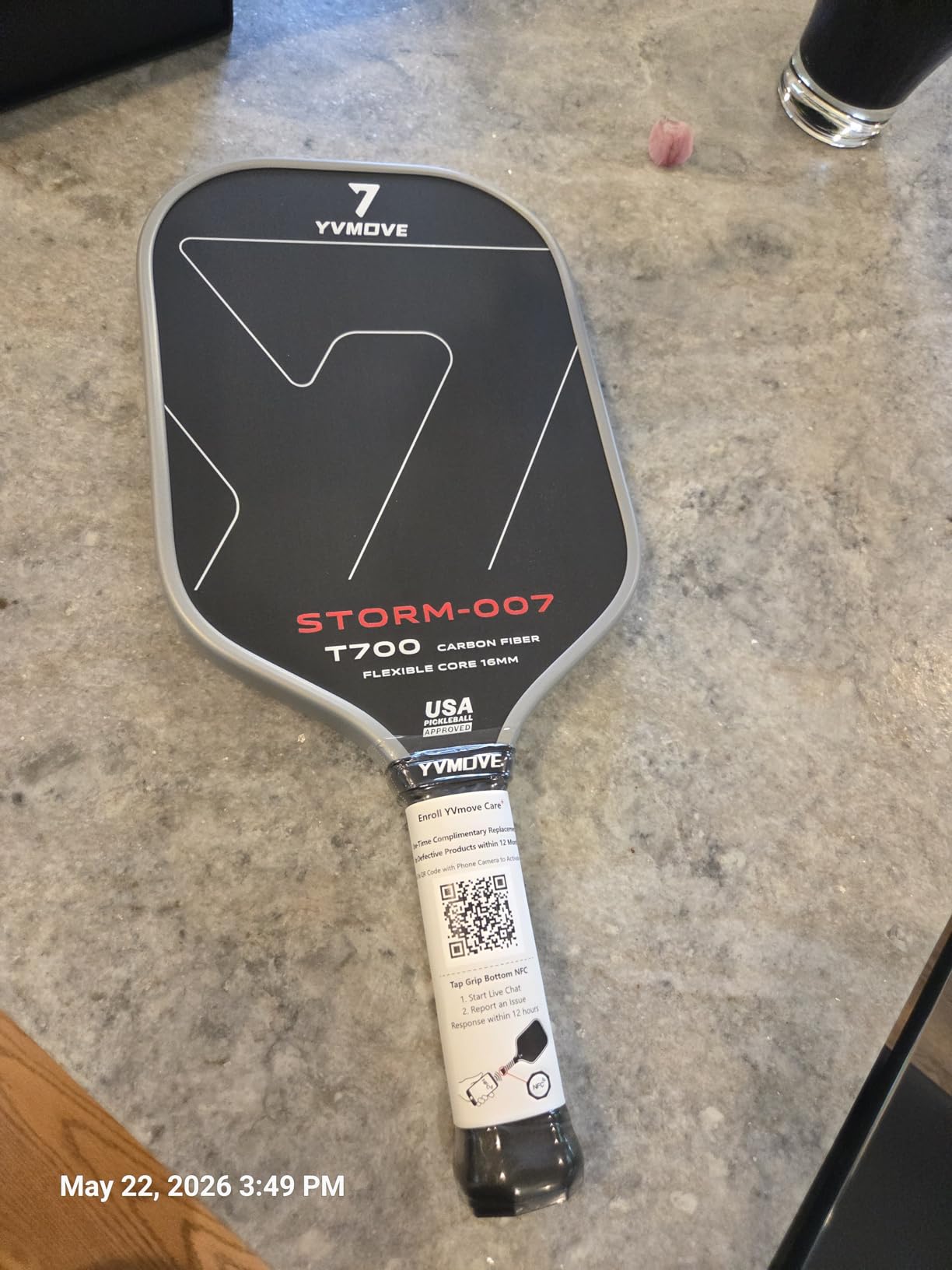 YVmove 16mm Kevlar T700 Carbon Fiber Pickleball Paddle, USAPA Approved customer photo 1