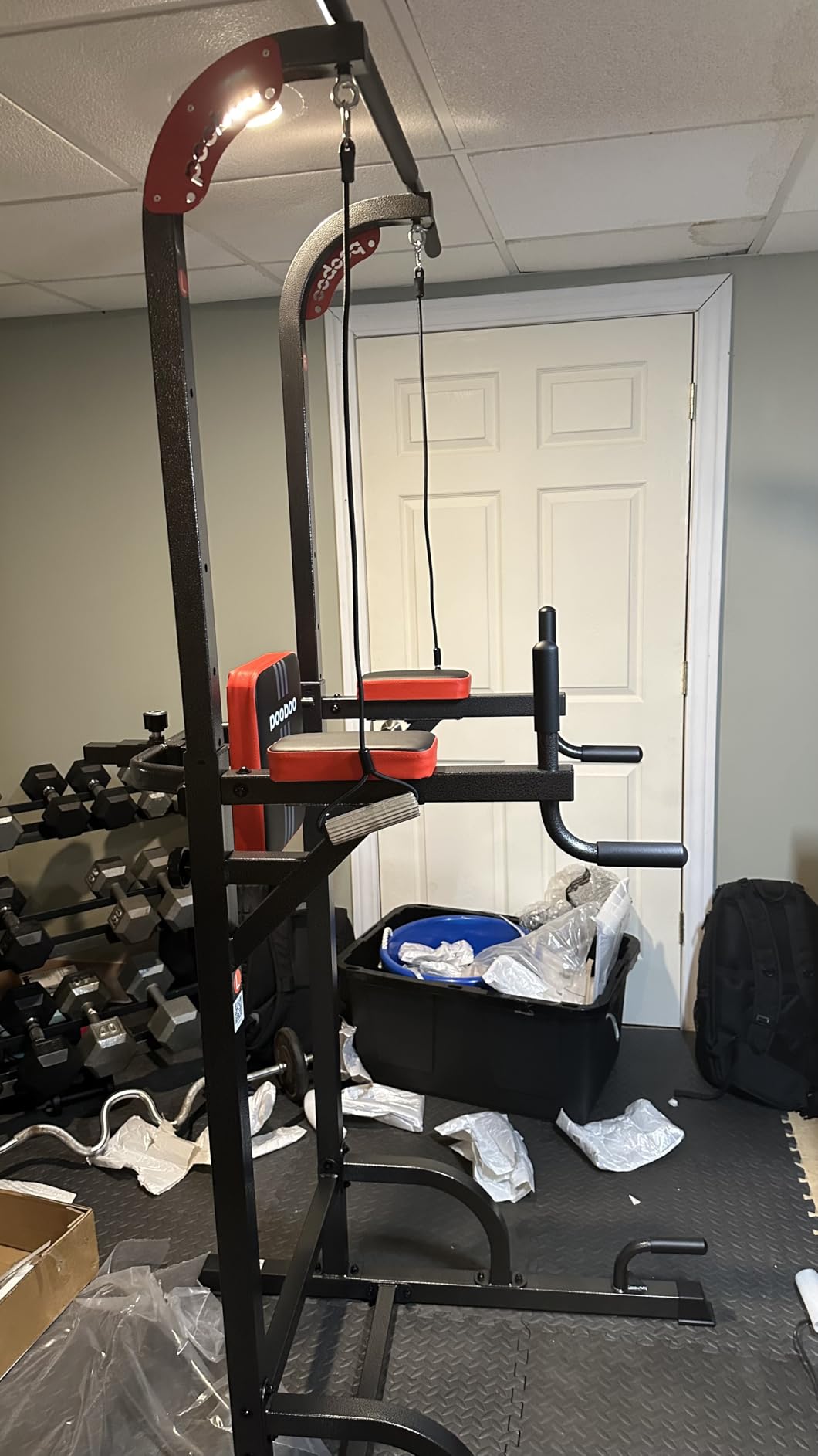 Pull Up Bar Power Tower Dip Station, 450LB Adjustable Home Gym Equipment customer photo 1