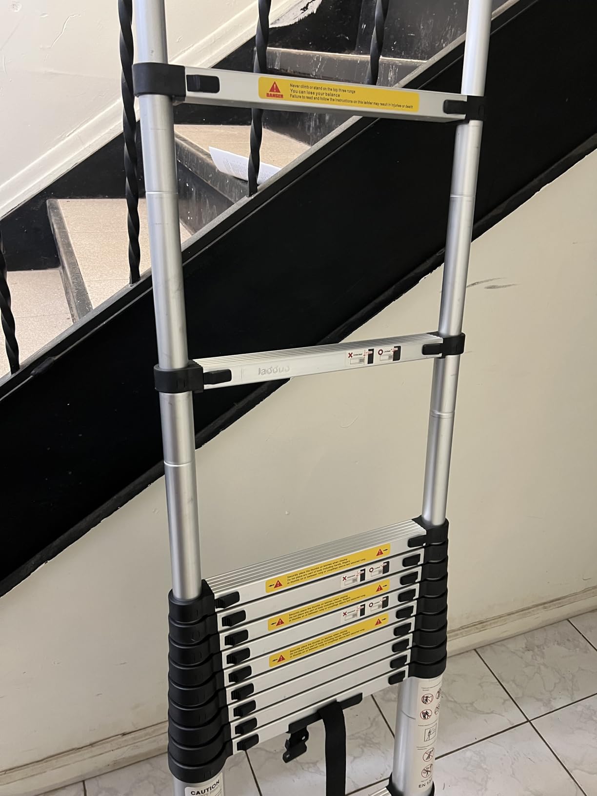 JADDUO Telescoping Ladder, 16.5 FT, A-Frame, Heavy Duty, Black customer photo 1