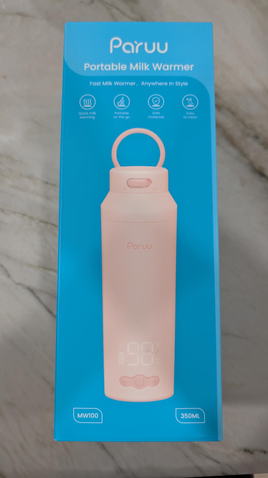Paruu Portable Bottle Warmer for Travel, Easy-Clean Wide Mouth, Fast Heating for Night Feeding, 7-Temp Control, Large 12oz Capacity, Ideal Gifts for New Parents, Pink customer photo 1