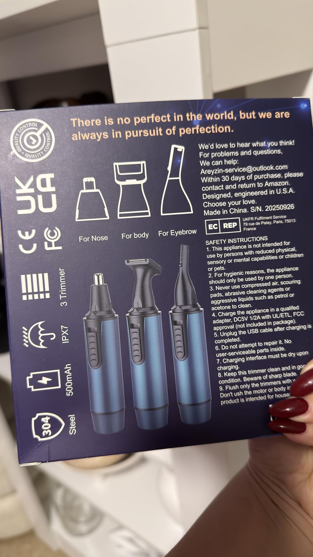 Nose Hair Trimmer for Men,Rechargeable 3-in-1 Professional Painless Eyebrow & Facial Hair Trimmer for Men Women,Multifunctional Trimmer with IPX7 Waterproof,Powerful Motor and Dual-Edge Blades customer photo 1