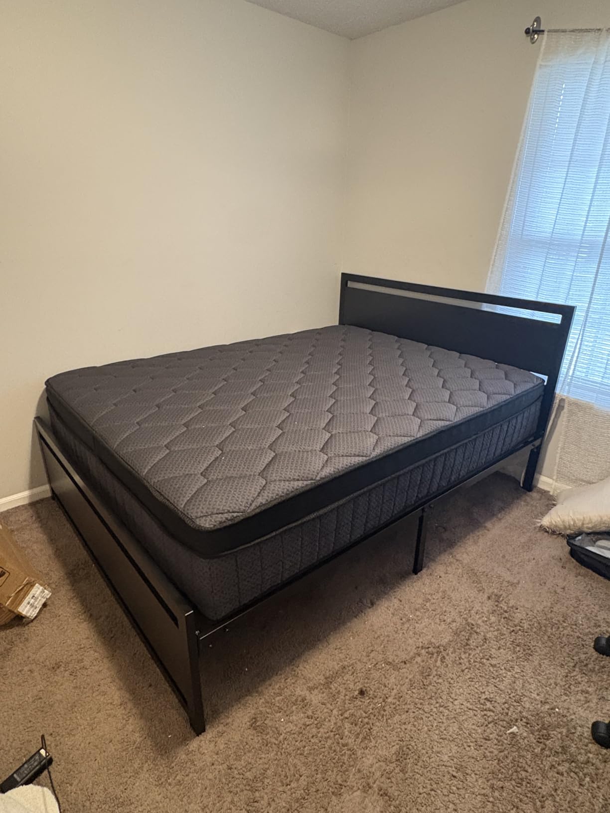 SHA CERLIN Heavy Duty King Size Bed Frame with Modern Headboard, Black customer photo 2
