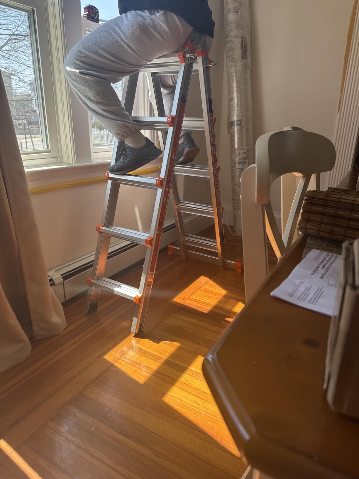 LEVELEVE 11FT Multi Position Ladder,A Frame 3 Step Ladder with Stabilizer Bar & Wheels,330 lbs Security Load Extension Ladder for Stairs Home Indoor Outdoor Roof customer photo 2
