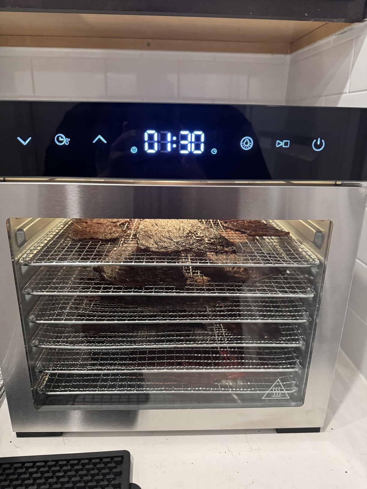 OLIXIS Food Dehydrator Machine, 500W Jerky Dehydrators with 8 Stainless Steel Large Trays, 185°F Temperature Control & 24H Timer Food Dryer for Fruit Meat Herb Dog Treats, Silver customer photo 2
