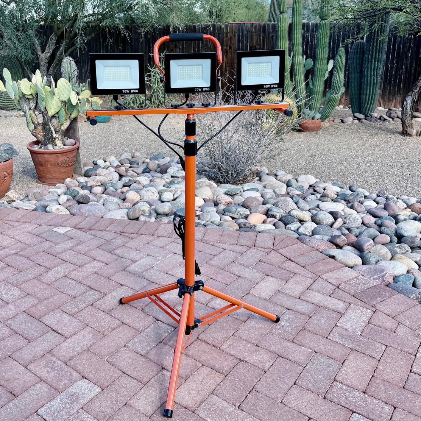 21000 Lumen LED Work Lights with Stand, 3-Head Adjustable Tripod Work Light, Foldable & Detachable, IP65 Waterproof Construction Light for Job Site, Garage, Workshop, Indoor & Outdoor customer photo 2
