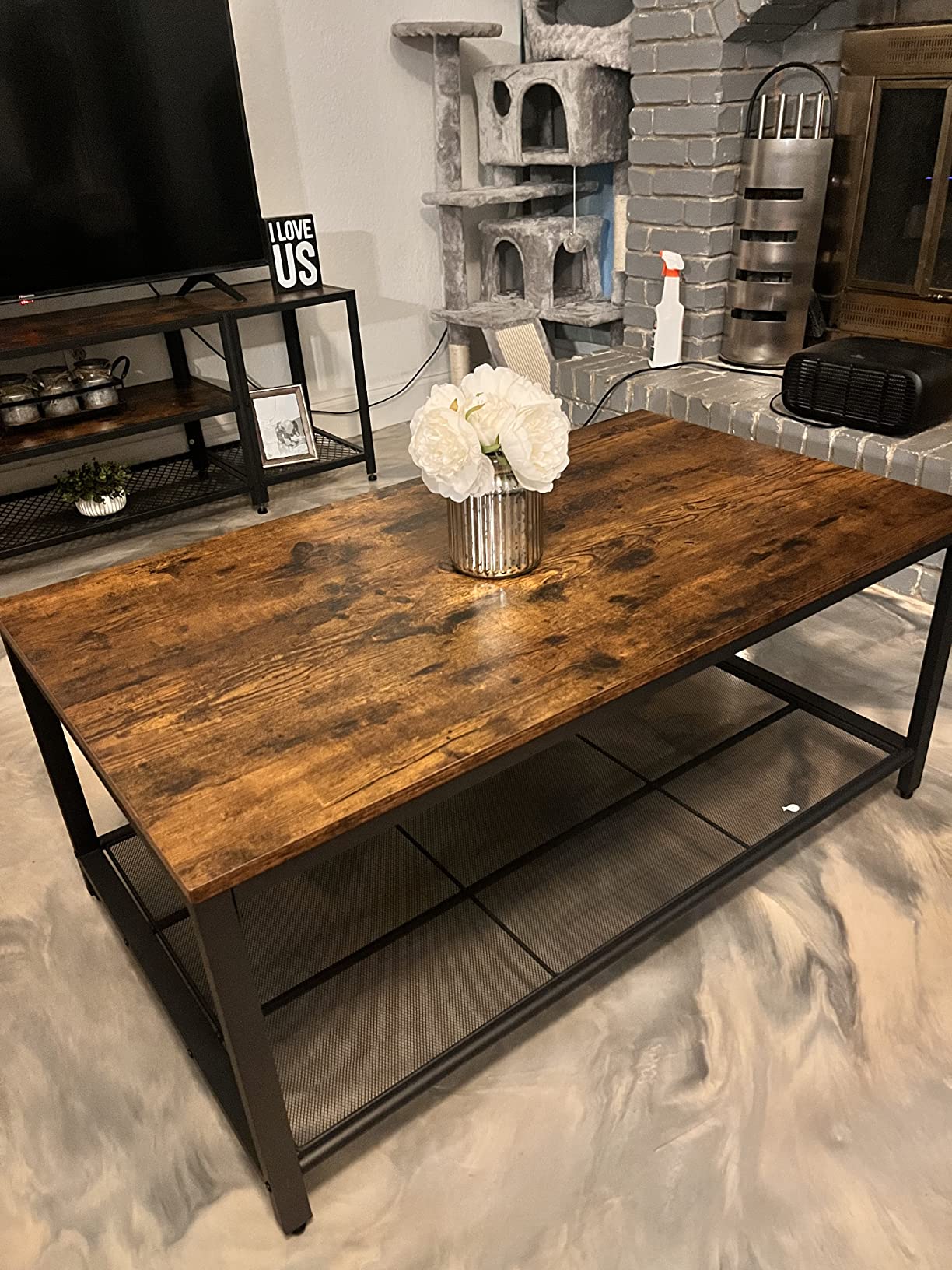 VASAGLE Farmhouse Coffee Table with Storage, Lift Top, Hidden Compartment customer photo 2