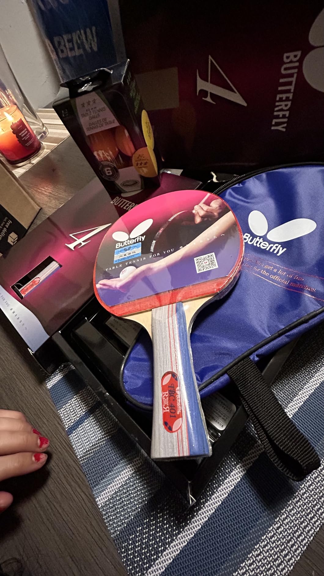 Butterfly 401 Table Tennis Racket Set - 1 Ping Pong Paddle – 1 Ping Pong Paddle Case - ITTF Approved Table Tennis Paddle - Ships in Ping Pong Racket Gift Box, Multi, B401FL customer photo 2