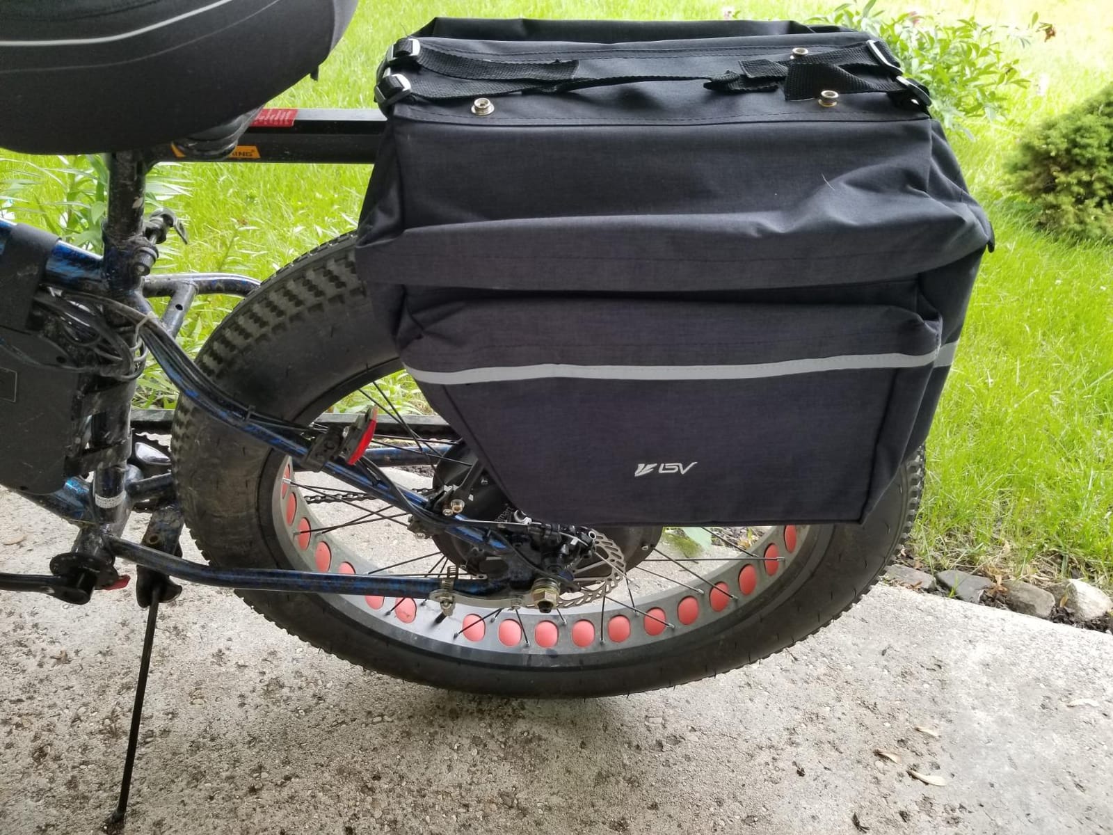 BV 26L Rear Bike Bag - Bike Saddle Bag with 4 Zippered Compartments & Adjustable Hooks - Water-Resistant Bike Bags for Bicycles with Reflective Trim, Taillight Hanger & Handle - Fits Most Racks customer photo 2