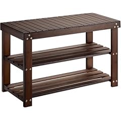 Pipishell 3 Tier Bamboo Shoe Rack Bench for Entryway, Brown customer photo 2