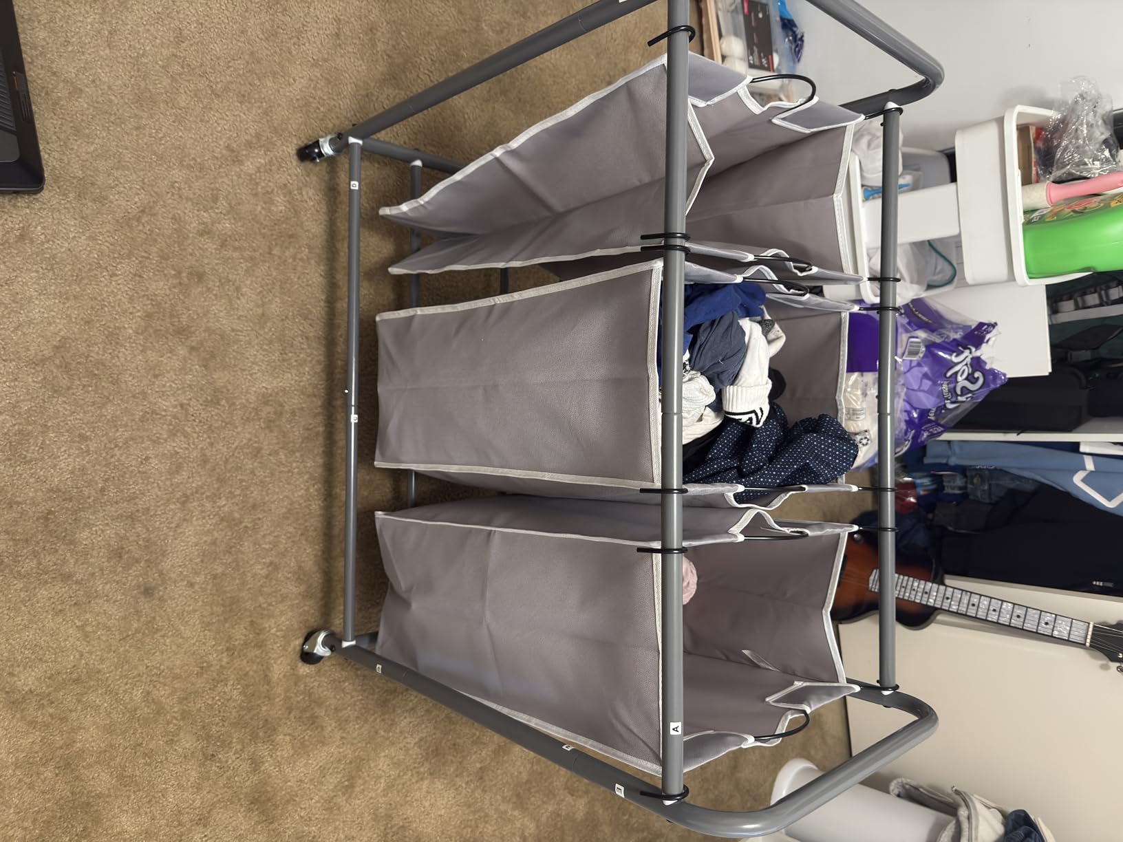 STORAGE MANIAC 3 Section Laundry Sorter, Laundry Hamper with Wheels, Gray customer photo 2