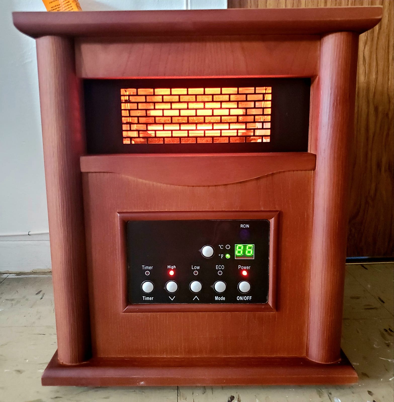 Electric Infrared Space Heaters for Indoor Room Use, LifePlus 1500W Box Space Heater with Wood Frame, Remote Control and Timer, Multiple Security Protections, Nice for Living Room Home Office customer photo 2