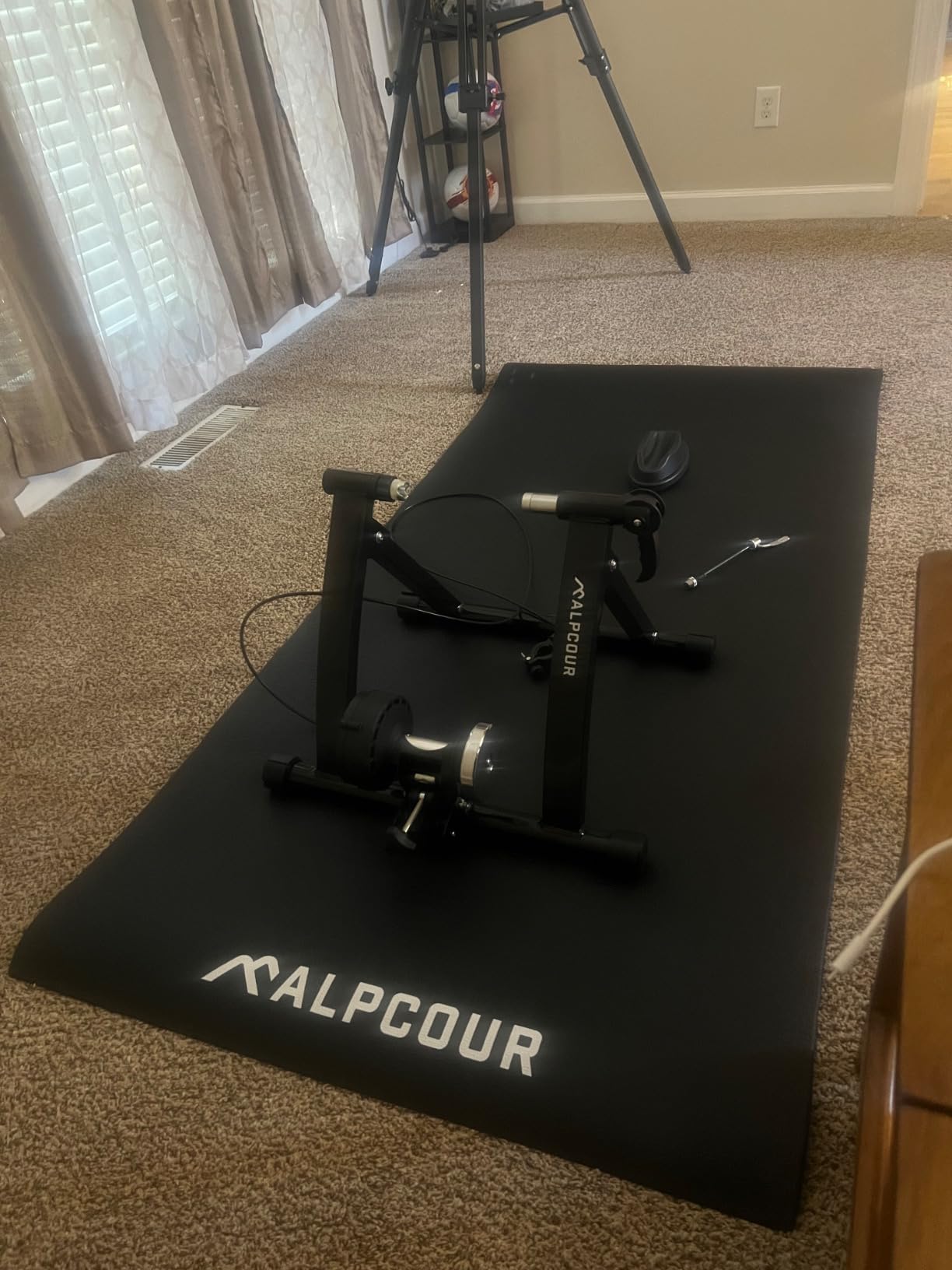 Alpcour Bike Trainer Mat – 36”x78” Multipurpose Carpet and Floor Protection – Water-resistant with Anti-slip Texture and Noise Insulation for Home and Indoor Gym Workout Cycling customer photo 1