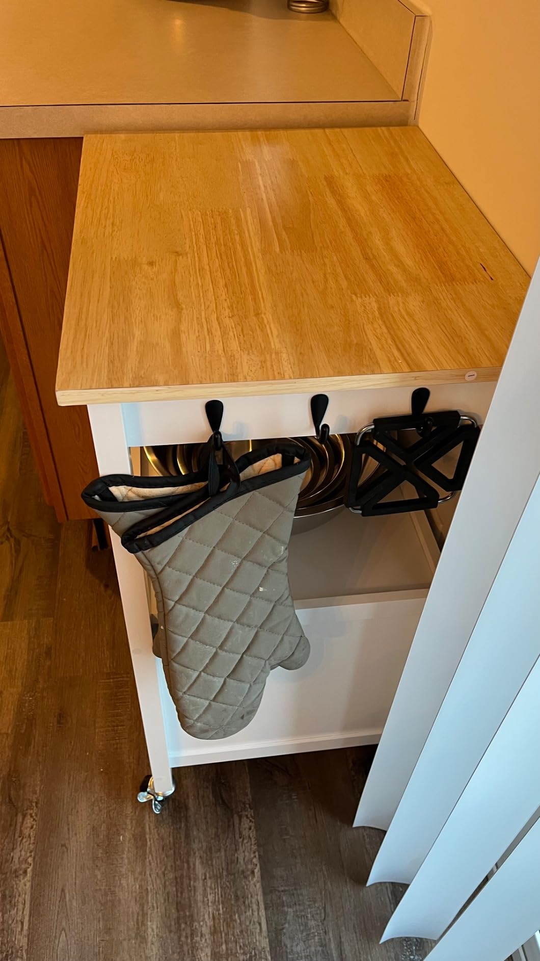 Yaheetech Rolling Kitchen Island Cart with Storage, 2 Tier, Wood Top, Black customer photo 1
