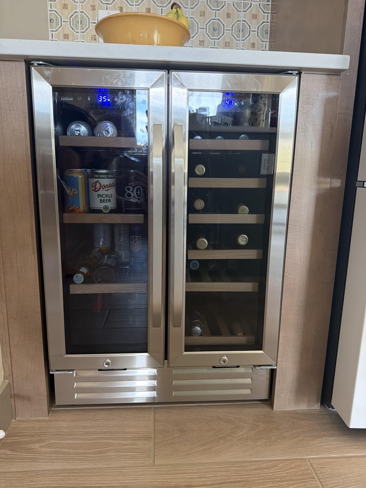 24 Inch Beverage Refrigerator Cooler,210 Cans Wide Beverage and Beer Fridge with Glass Door and Powerful Cooling Compressor, Built-in/Freestanding Drink Fridge for Kitchen, Bar or Office customer photo 1
