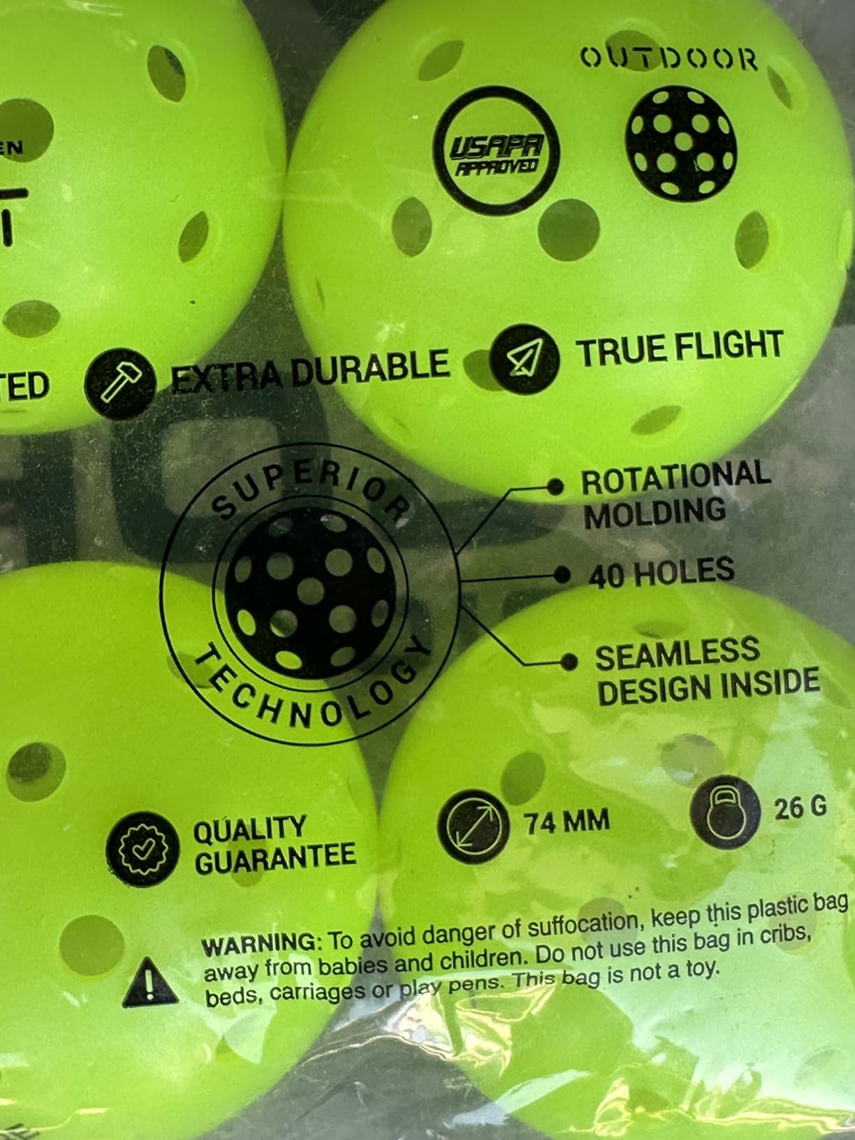 CORE PRO2 Outdoor Pickleball Balls, 40-Hole Design, Textured Lime Green Surface, Consistent Bounce, Stable Flight and Crack-Resistant Construction customer photo 2