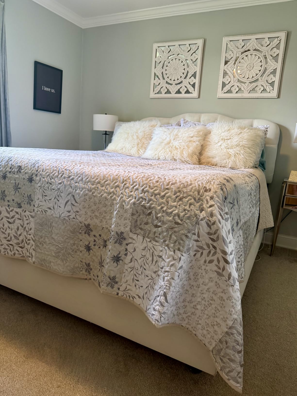 Exclusivo Mezcla Reversible Boho Quilts Queen Size Gray customer photo 2