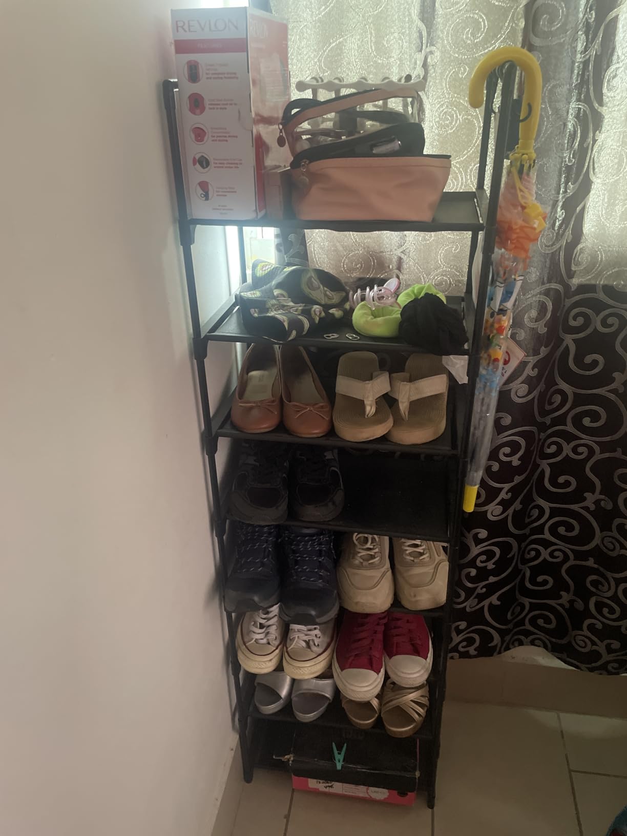 LANTEFUL 10 Tiers Tall Shoe Rack 20-25 Pairs Boots Organizer Storage Sturdy Narrow Shoe Shelf for Entryway, Closets with Hooks, Black customer photo 1