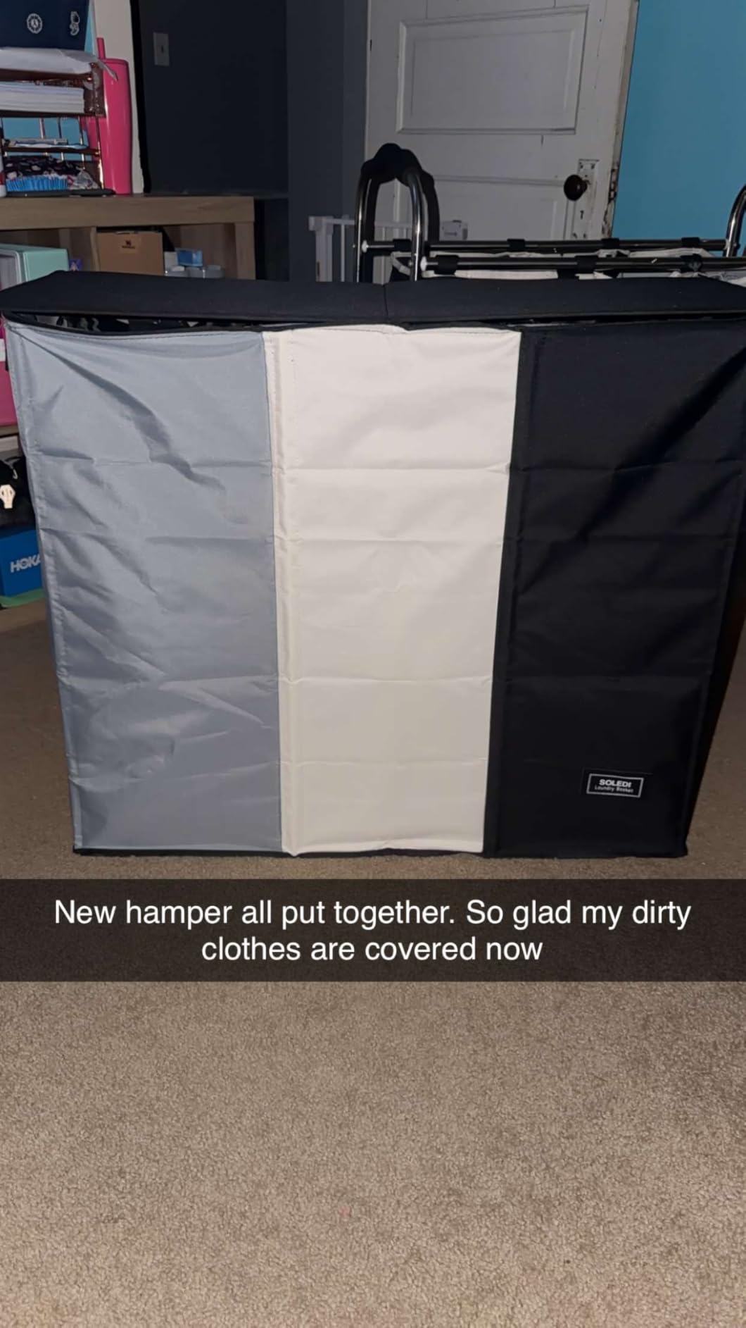 SOLEDI Large Laundry hamper 3 Section with Laundry Bag, XL Clothes Basket customer photo 1