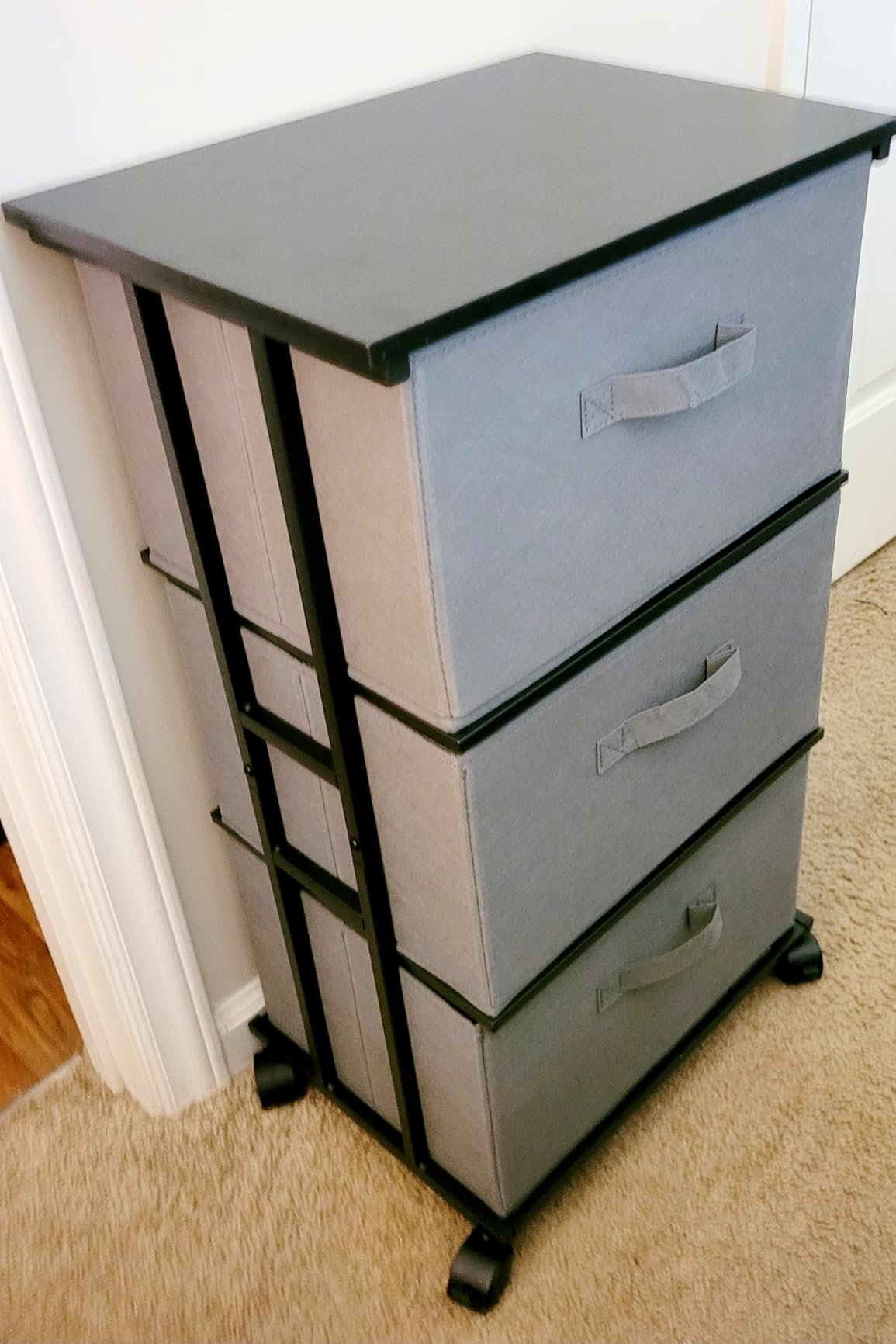 MAX Houser Dresser Tower with 3 Drawers for Bedroom, Fabric Storage Organizer Unit, Chest of Drawers with with WoodTop, Small Vertical Storage for Guest Room, Closet, Entryway(Beige) customer photo 1