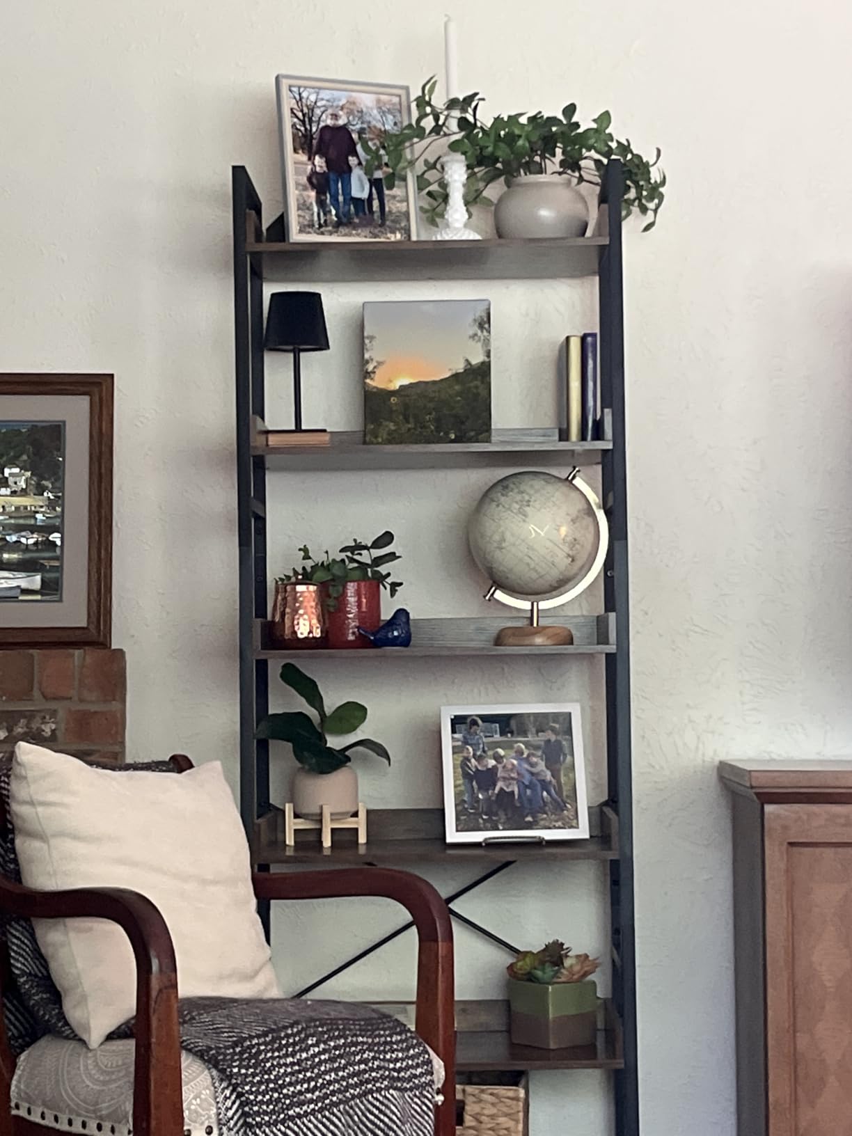 HCHQHS Adjustable 6 Tier Open Bookcase, Rustic Farmhouse Book Shelves, Industrial Wood and Black Metal Bookshelves, Mid Century Bookcase for Home Office Living Room Bedroom customer photo 1