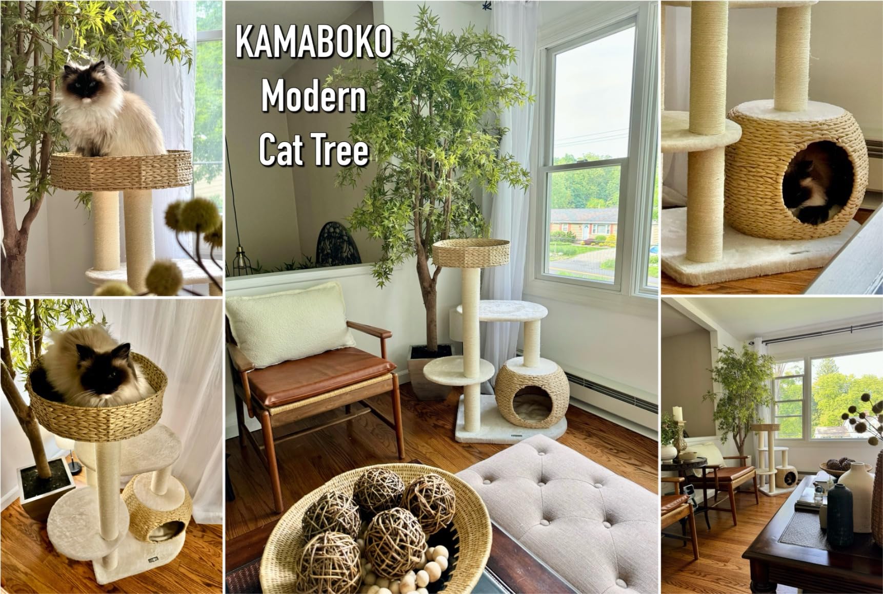 KAMABOKO Modern Cat Tree, Hand-Woven Condo & Top Perch,cat Houses & Condos customer photo 2