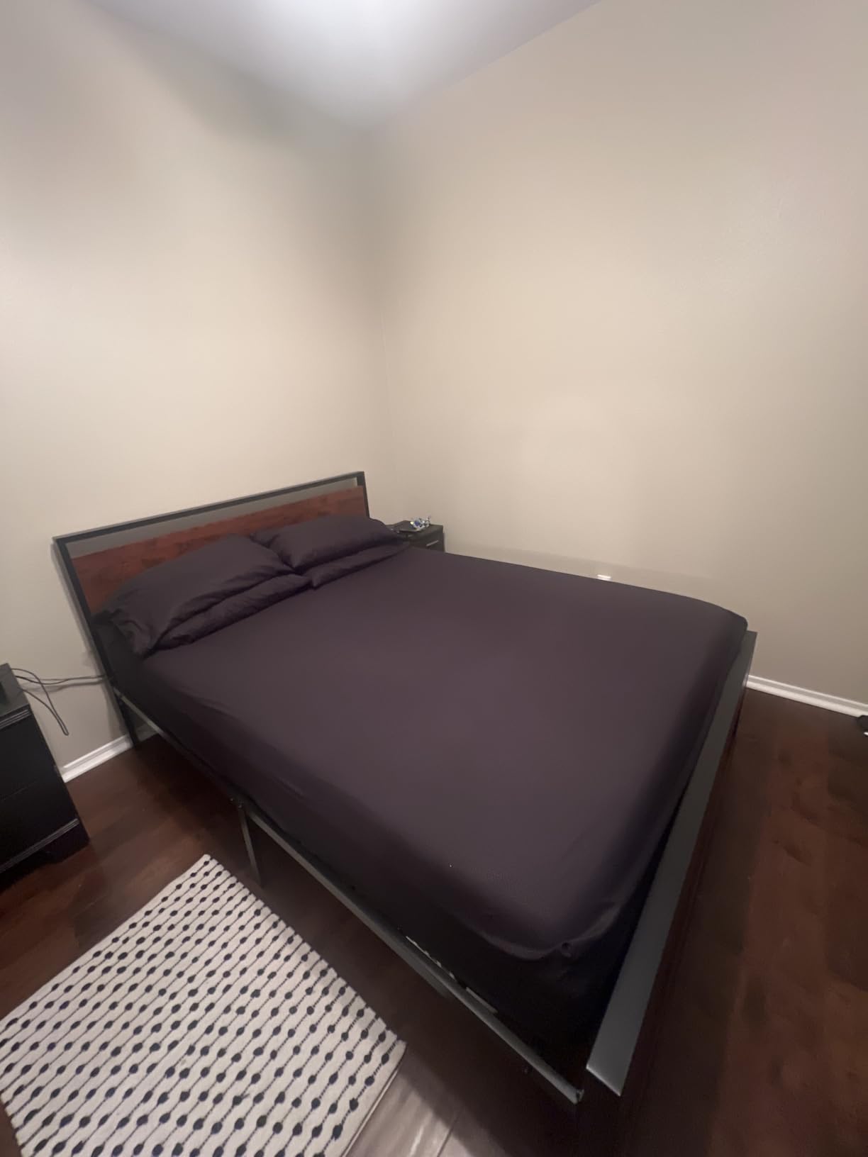 Allewie Queen Size Bed Frame, Heavy Duty 12 Metal Slats Support, Black Oak customer photo 1