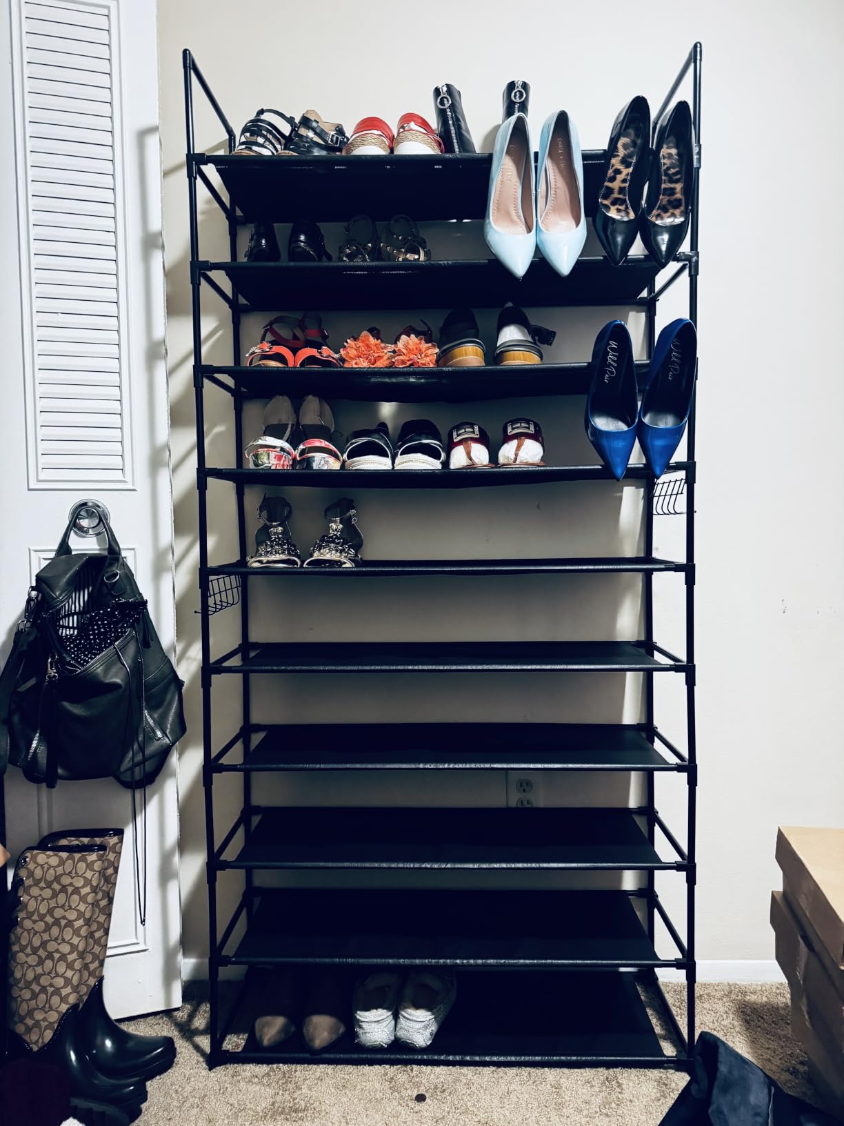 VTRIN 10 Tier Shoe Rack Tall Large Capacity Wide Shoe Organizer with Two Hooks Sturdy Metal Shoe Shelf for Entryway, Closet, Bedroom customer photo 1