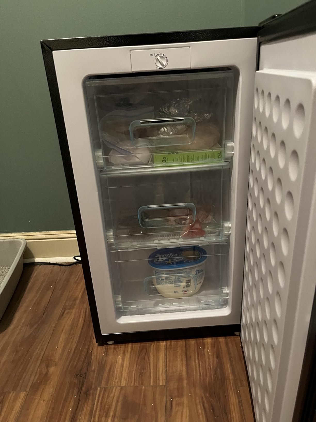 Anypro Compact Mini Upright Freezer 3 Cu.Ft with 3 Pull-down Drawer Doors and Adjustable Thermostat, Single Door Small Deep Standing Freezer Rapid Cooling for Home, Office, Dorm, Garage, Silver customer photo 1