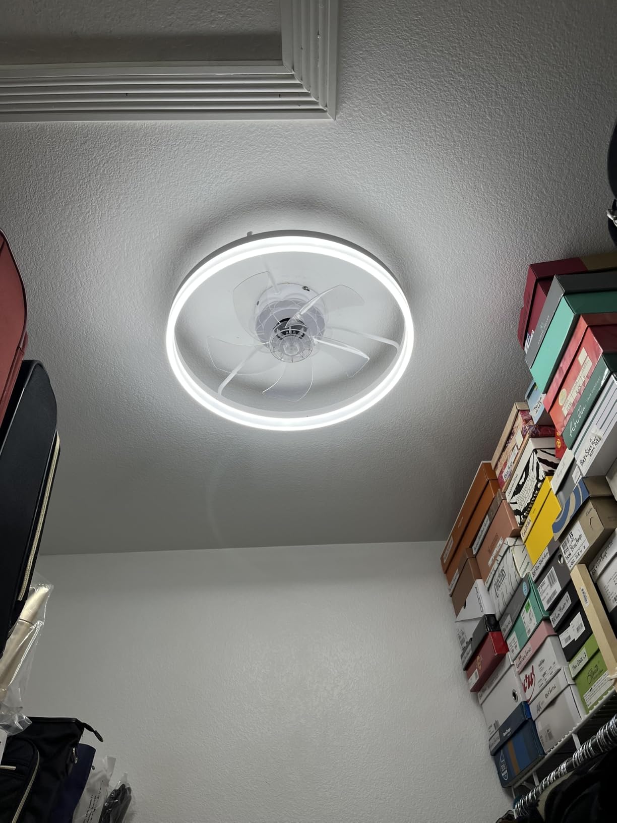 Fszdorj 20'' Low Profile Ceiling Fan with Light and Remote, Fandelier Black customer photo 1