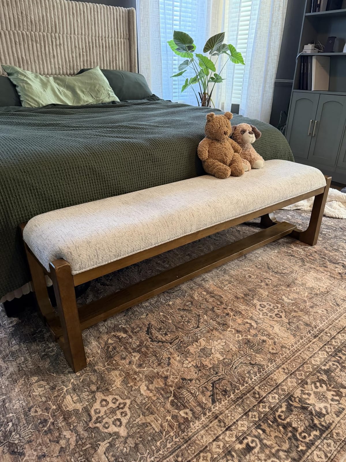 Signature Design by Ashley Cabalynn Farmhouse Upholstered Dining Bench, Foam Cushion, Hardwood Solids, 63.5