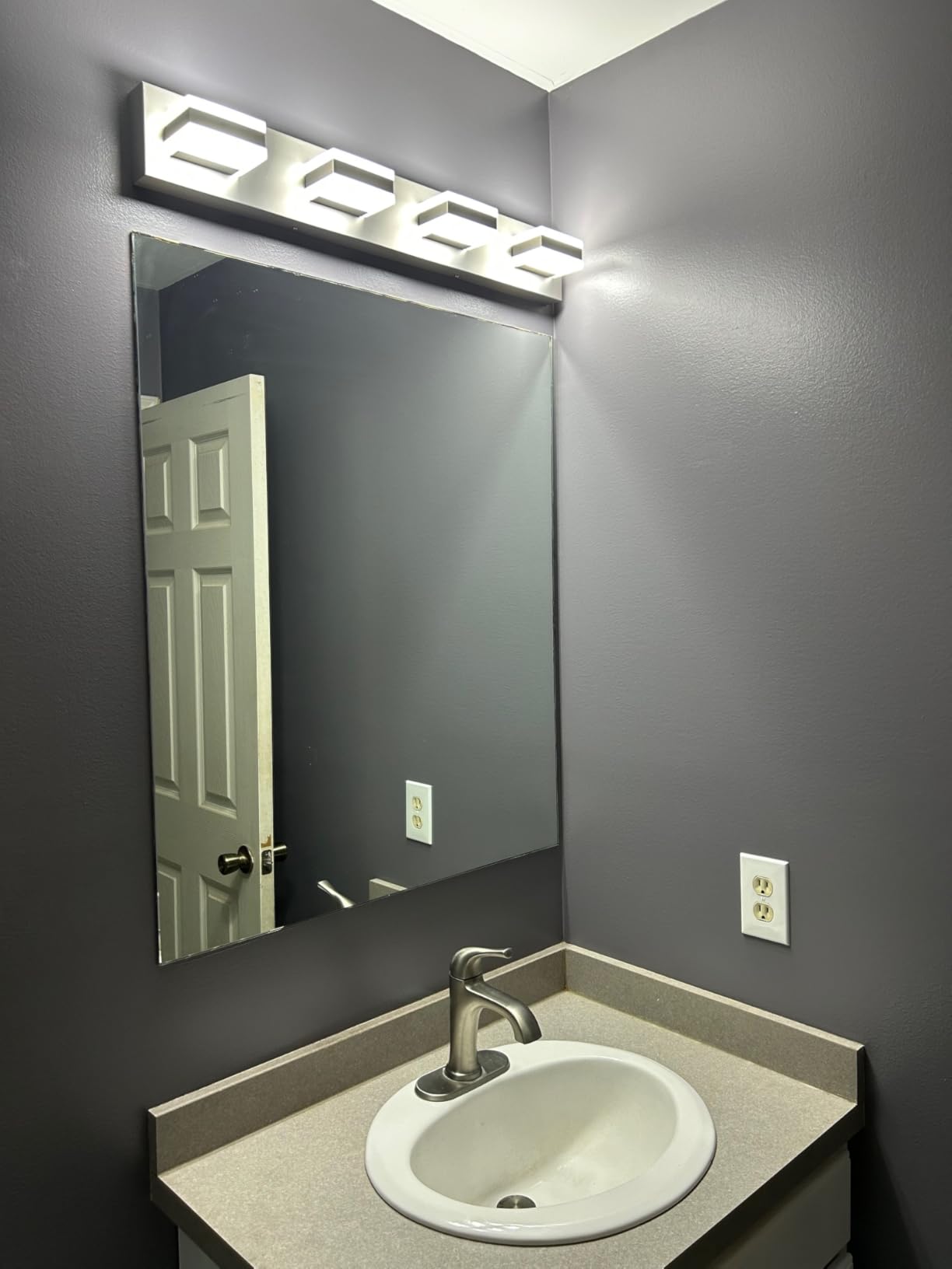 SOLFART Bathroom Vanity Lights Brushed Nickel Light Fixtures for Bathroom Above Mirror 4 Light Led Lights Bath Lighting Fixture Nickel ETL Listed customer photo 2