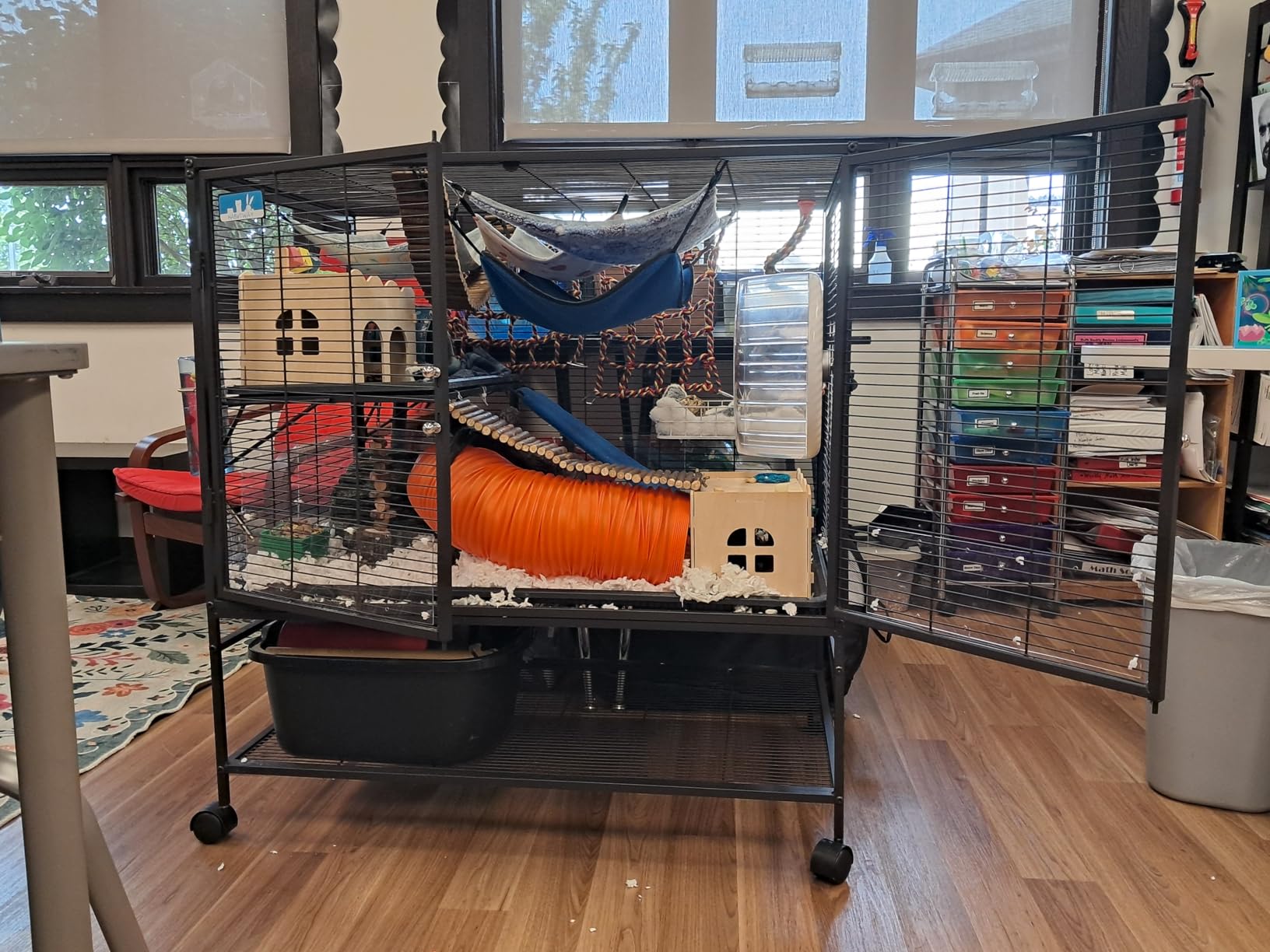 HABUTWAY 40''H Large Metal Rolling Ferrets Cage, 2-Tiers Small Animal Cages, Cage for Rats/Chinchillas, 0.5'' Bar Spacing for Ferret,Small Animal Cage w/Removable Ramp & Platform customer photo 1