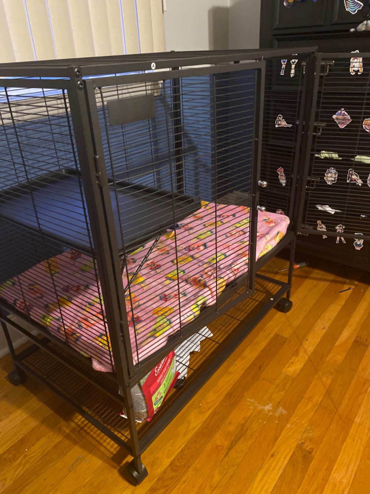HABUTWAY 40''H Large Metal Rolling Ferrets Cage, 2-Tiers Small Animal Cages, Cage for Rats/Chinchillas, 0.5'' Bar Spacing for Ferret,Small Animal Cage w/Removable Ramp & Platform customer photo 2