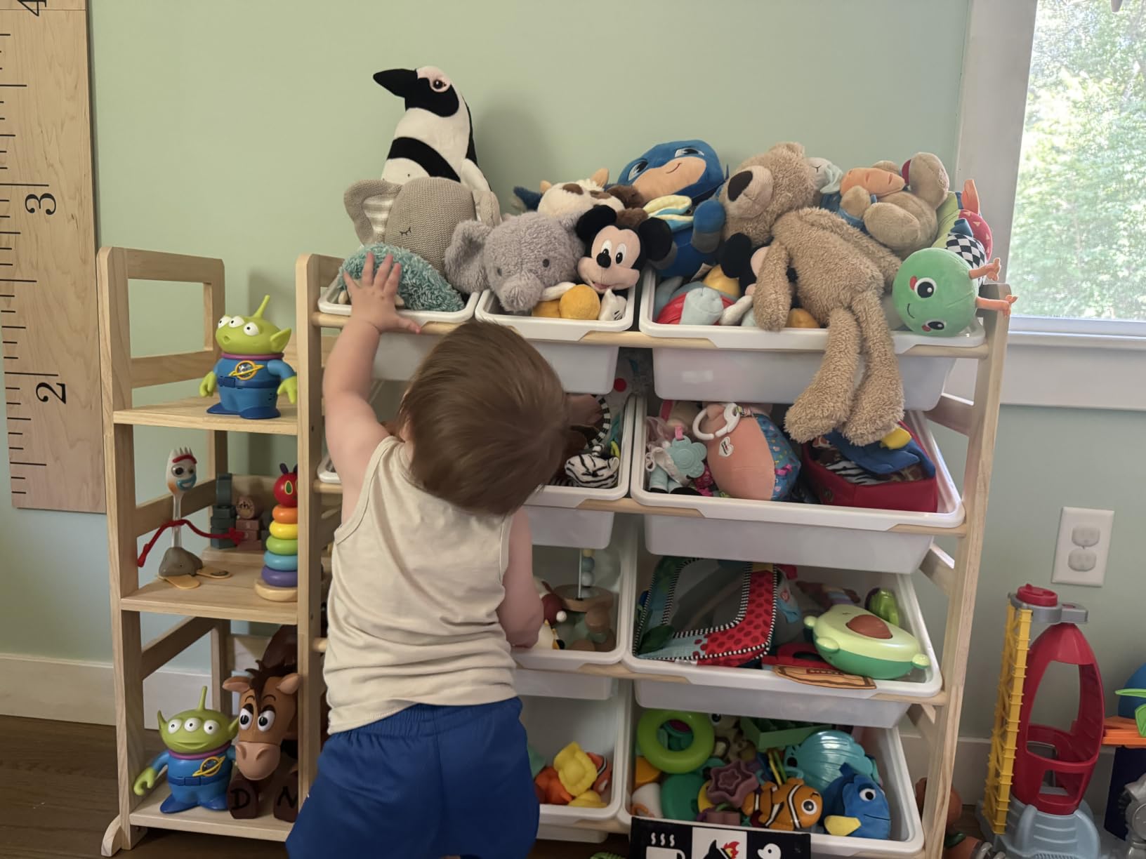Toy Storage Organizer - Toy Organizers and Storage with Bookshelf, Toy Storage Shelf with 3 Shelves and 12 Storage Bins, Kids Bookshelf and Toy Storage for Kids Room, Playroom, Bedroom, Nursery, White customer photo 2