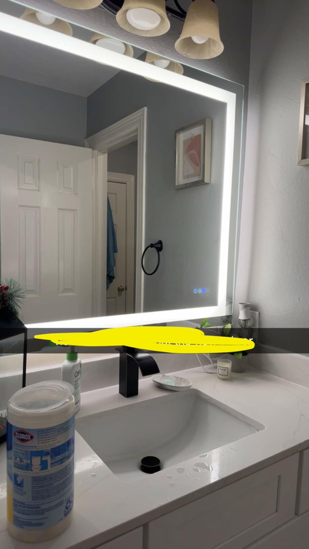 24x32 LED Bathroom Mirror, Dual Lit Anti-Fog Wall Vanity Mirror customer photo 1