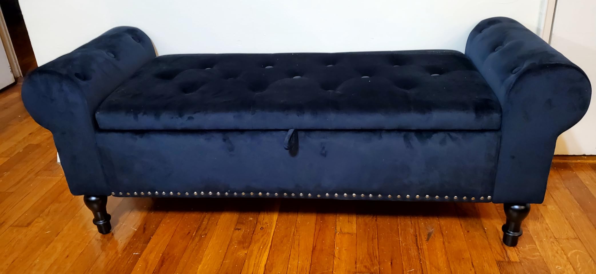 67 Inch Storage Bench for Bedroom, King Size End of Bed Bench, Upholstered Bench with Rolled Arms, Linen Tufted Button Storage Ottoman Benches, Living Room, Entryway, Cream Beige customer photo 1